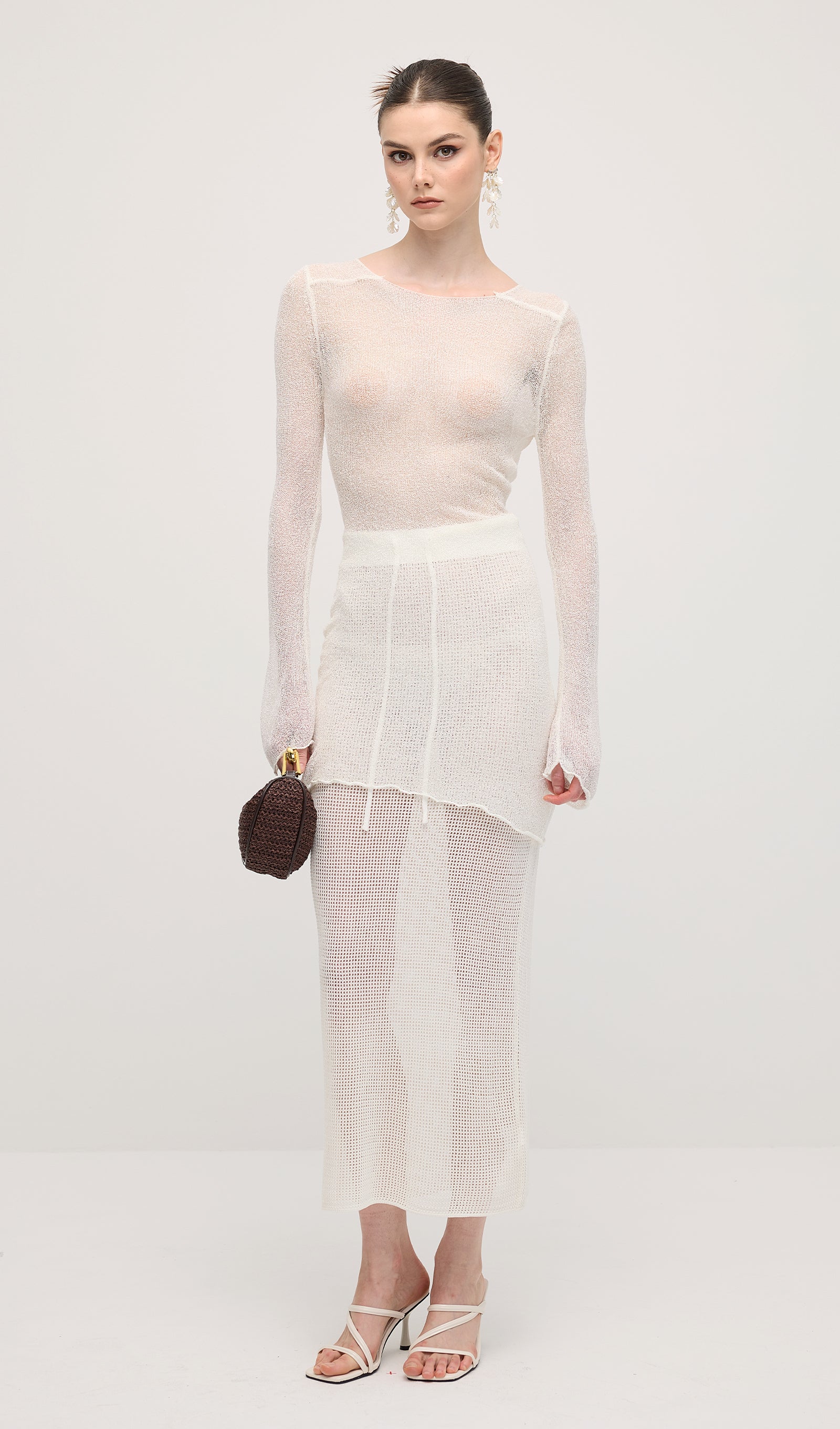 Knit Cover Up Backless Mini Dress In White