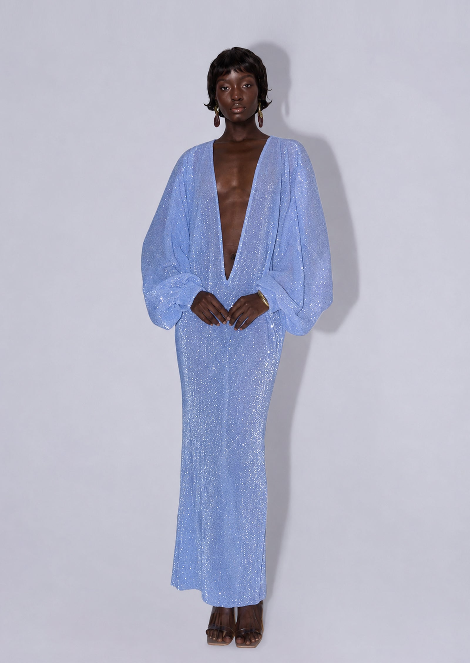 Chaka Sequined Long Sleeved Maxi Dress