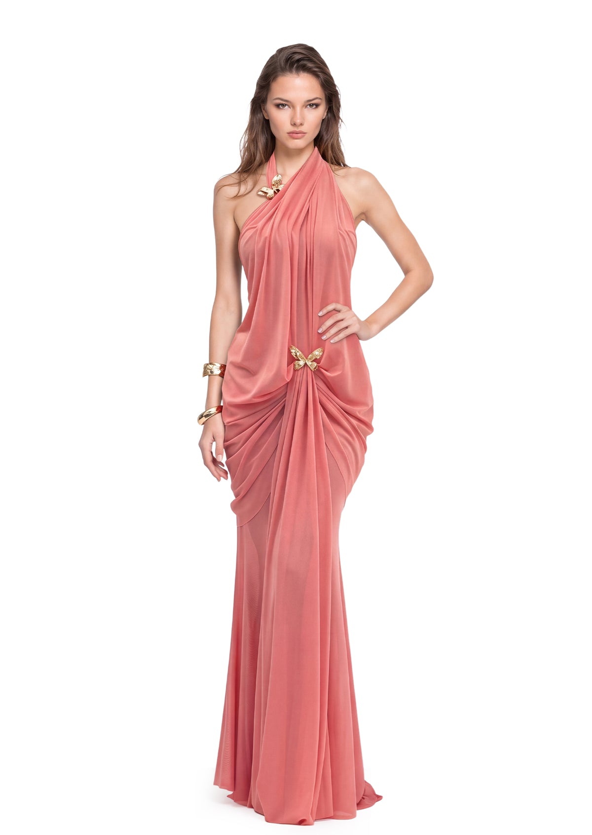Iago Pleated Halter Neck Maxi Dress