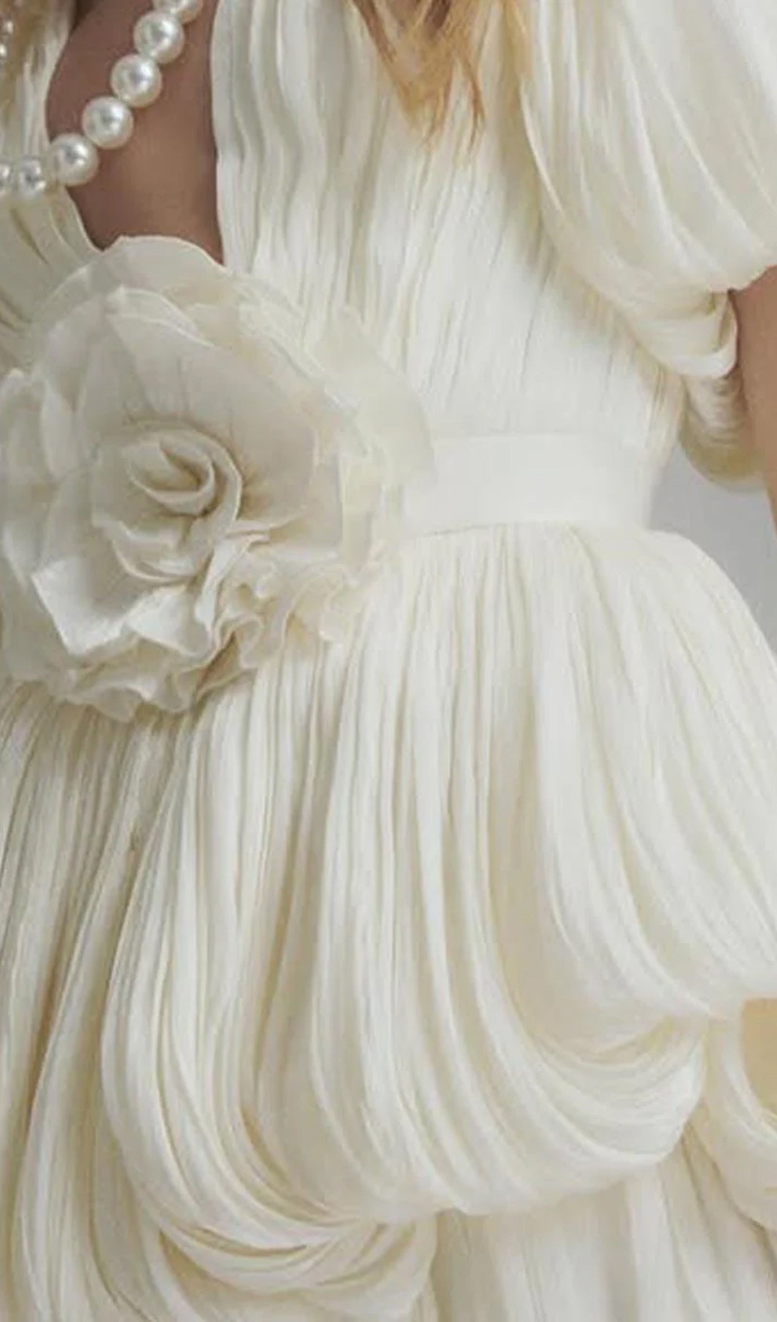 Midikleid in A-Linie mit Blumenmuster und Laternenärmeln