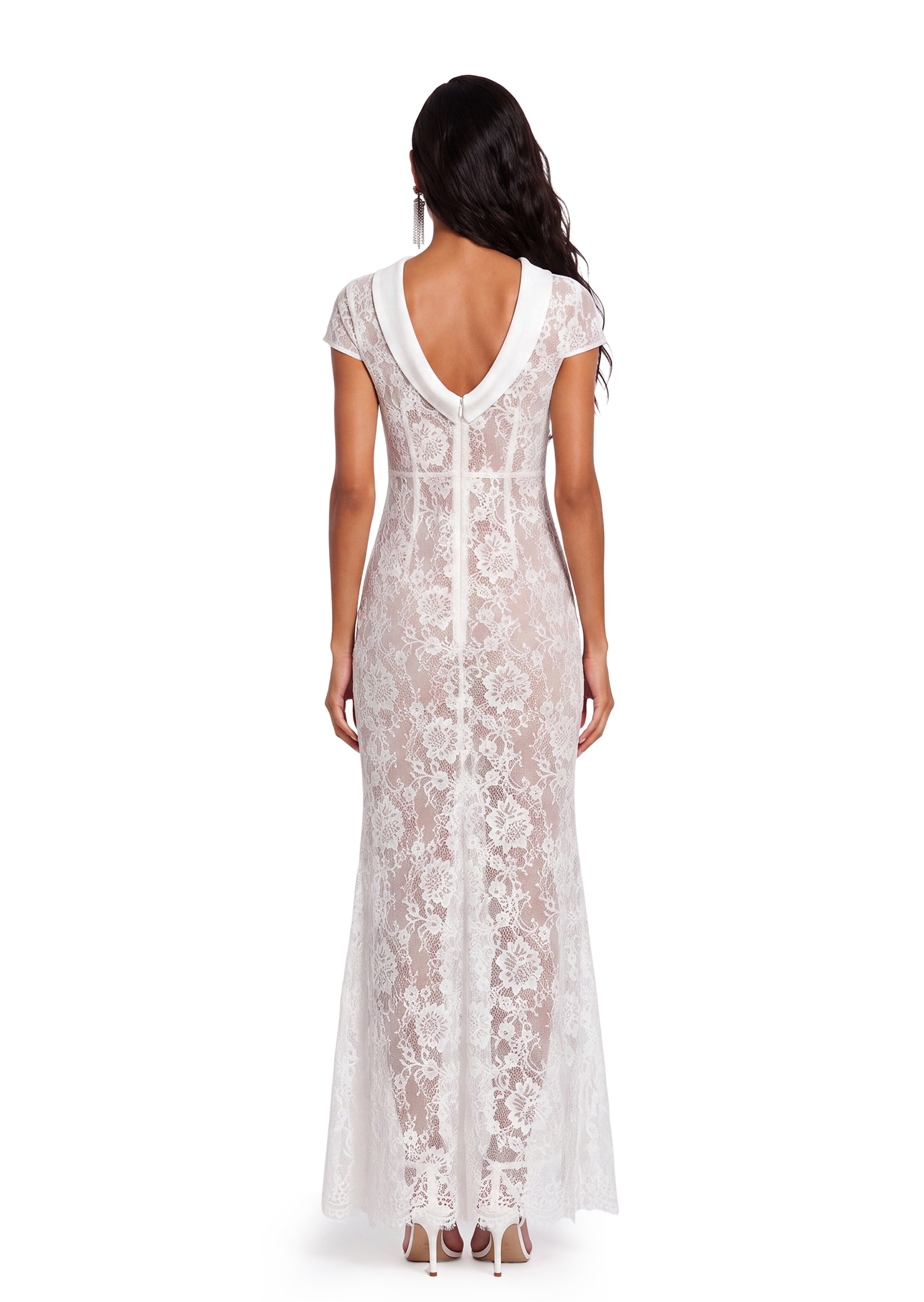 Zalor Short Sleeved Lace Maxi Dress In White