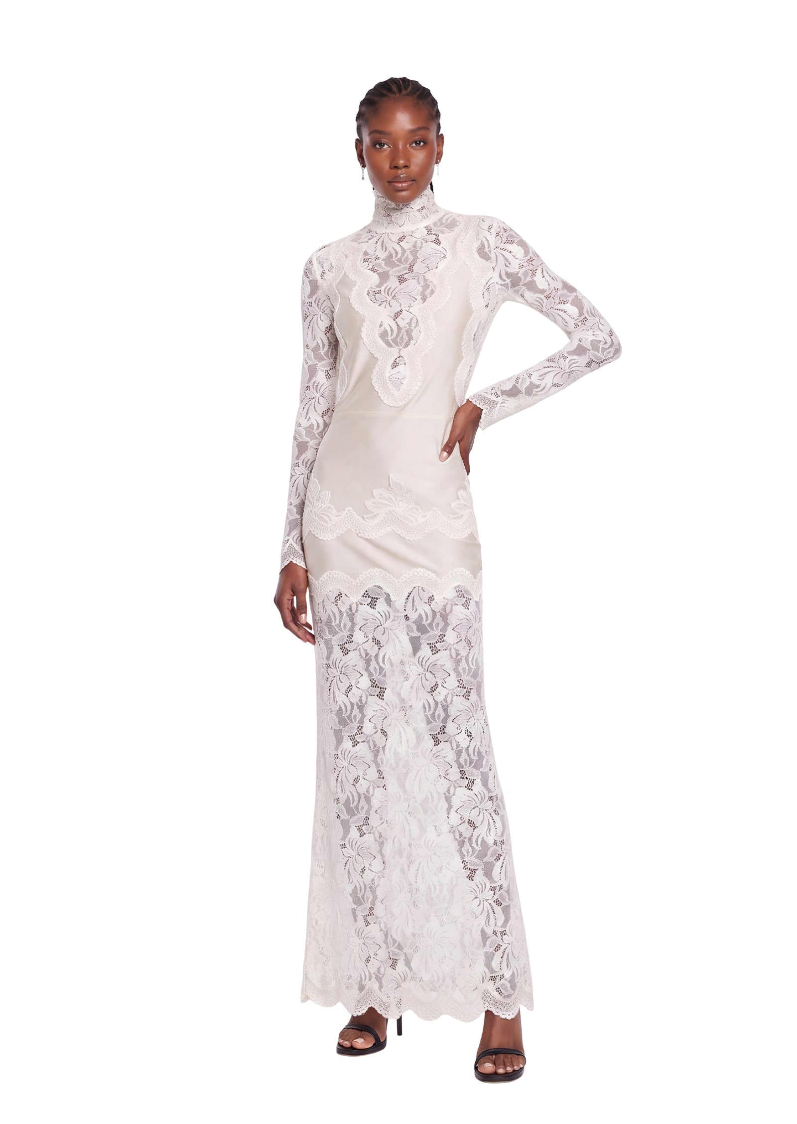 Midikleid in A-Linie mit Blumenmuster und Laternenärmeln