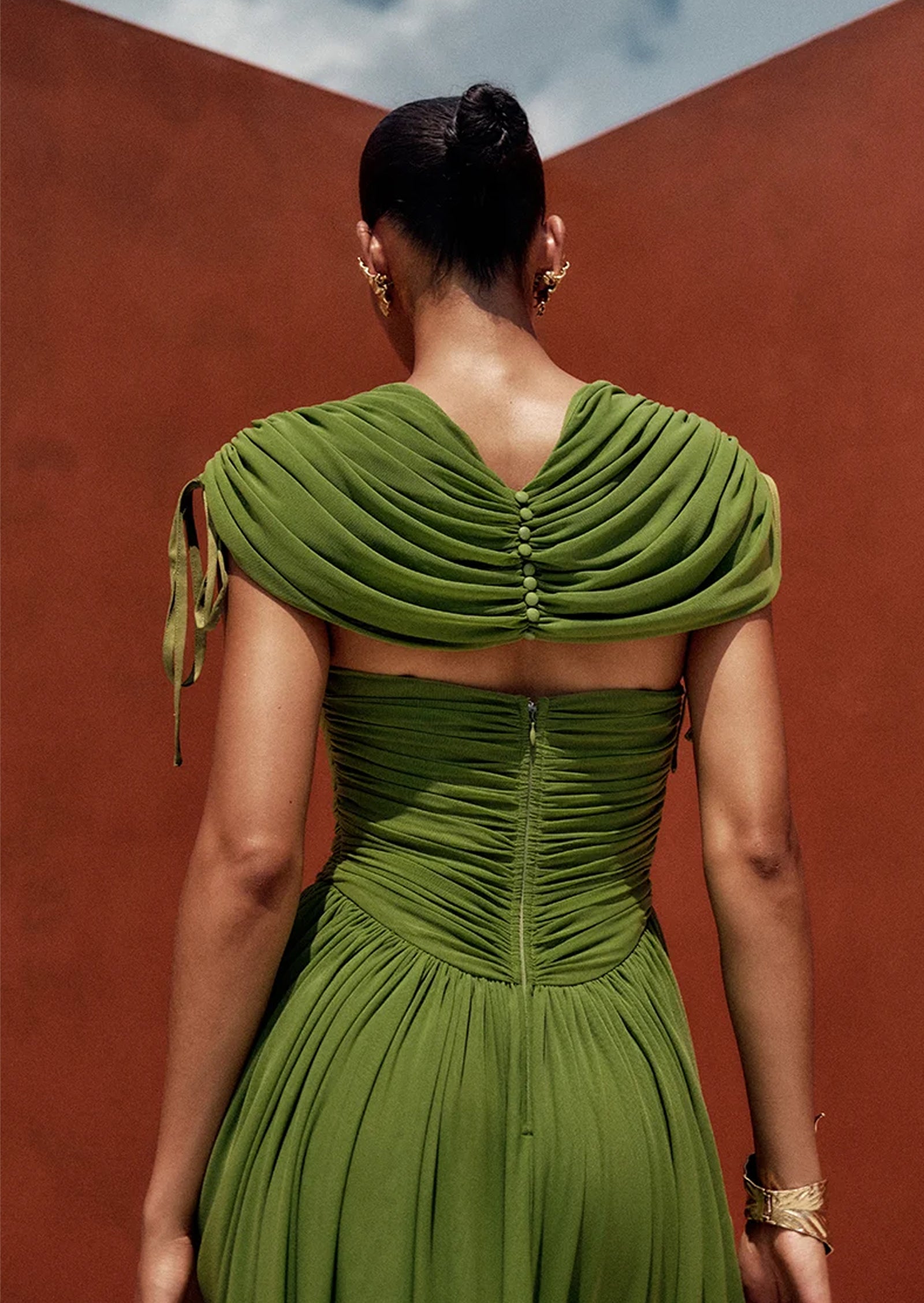 Midikleid in A-Linie mit Blumenmuster und Laternenärmeln