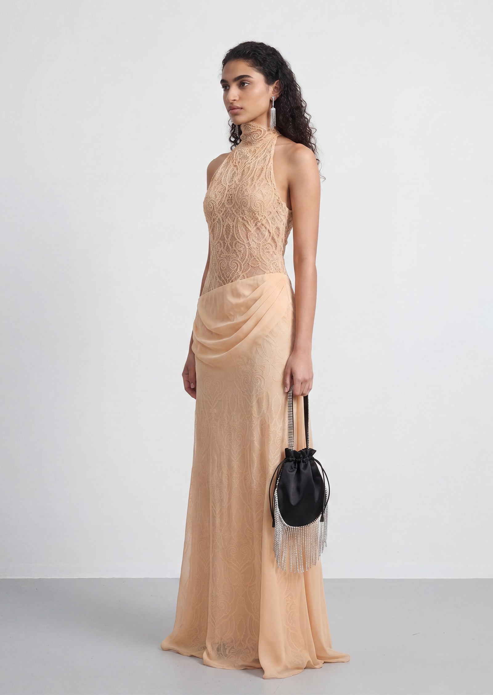Midikleid in A-Linie mit Blumenmuster und Laternenärmeln