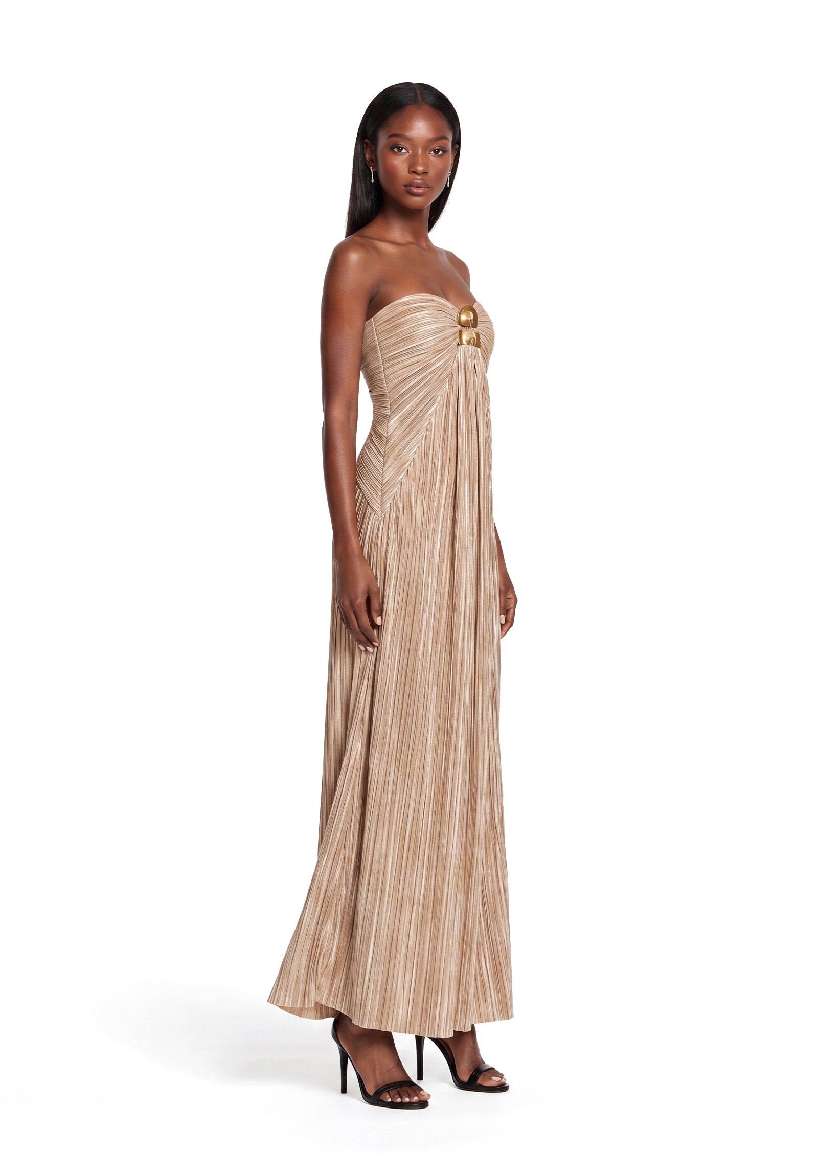Valeriy Strapless Plissé Maxi Dress