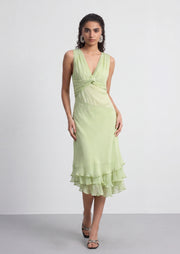 Karissa Multi-Layered Ruffle Dress In Light Green