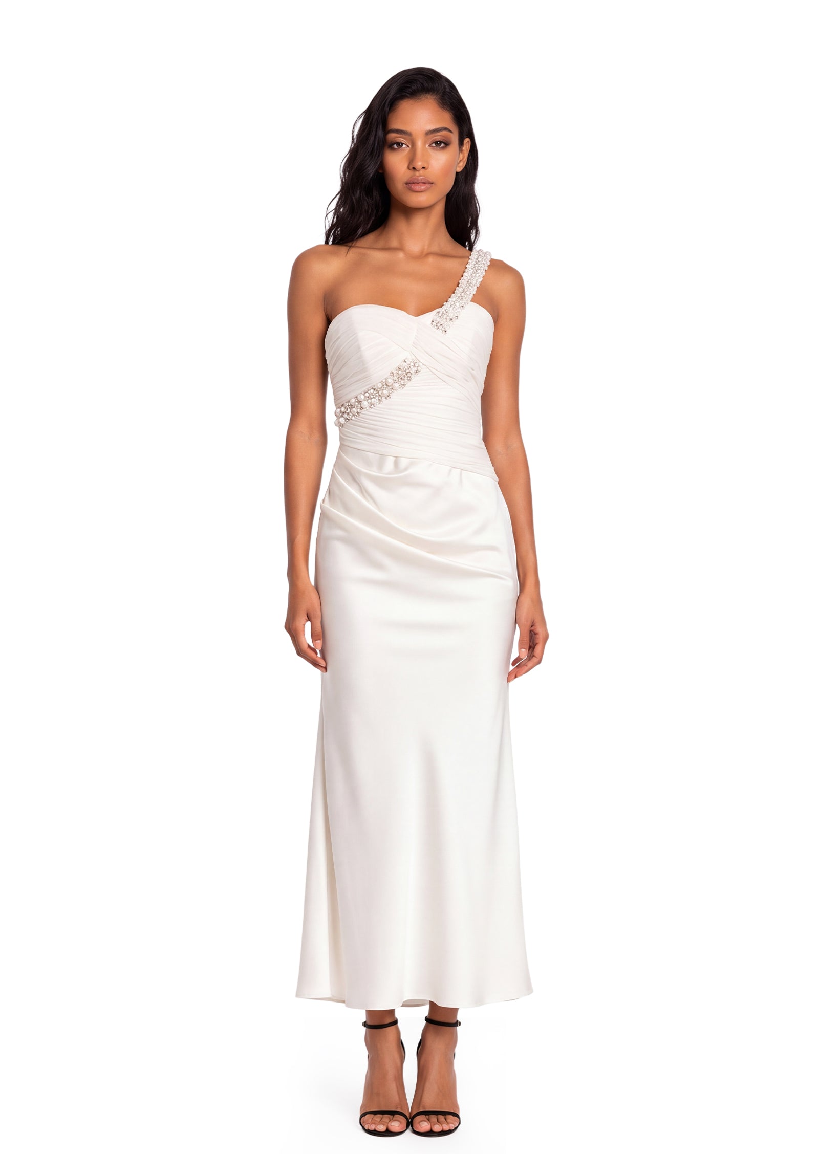 Midikleid in A-Linie mit Blumenmuster und Laternenärmeln