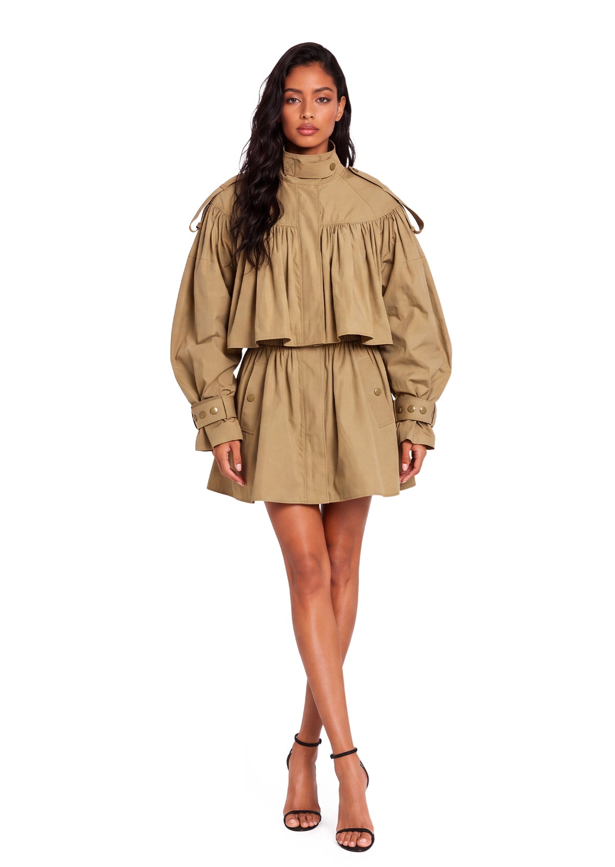 Aarani Long Sleeve Belted Midi Trench Coat