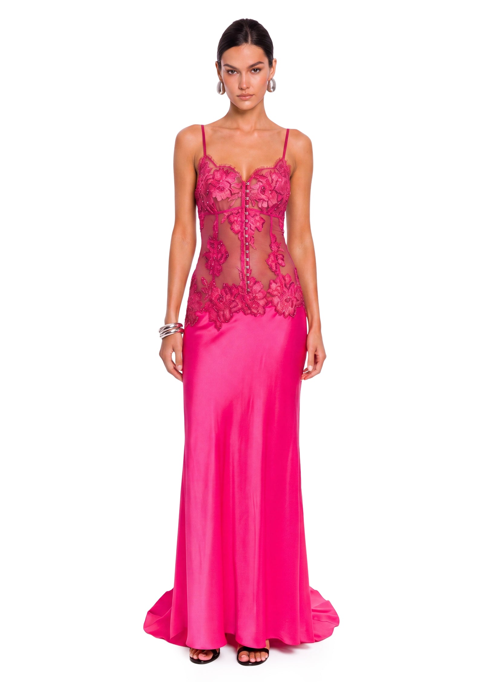 Midikleid in A-Linie mit Blumenmuster und Laternenärmeln