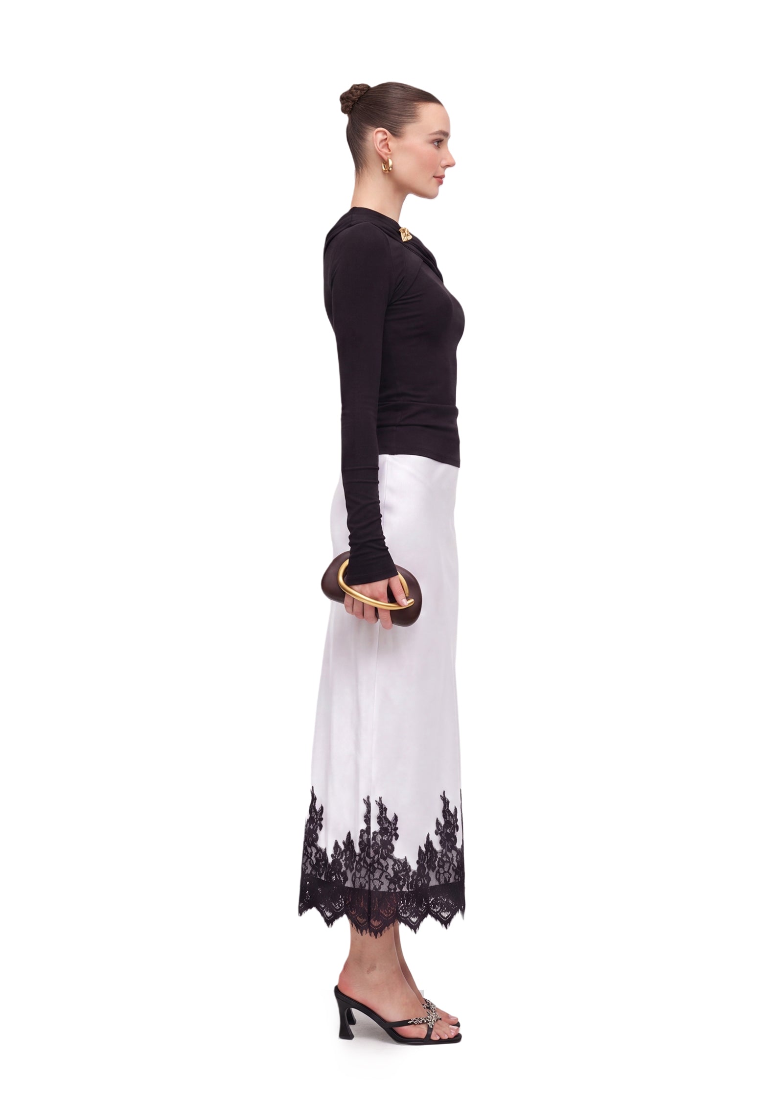 Midikleid in A-Linie mit Blumenmuster und Laternenärmeln