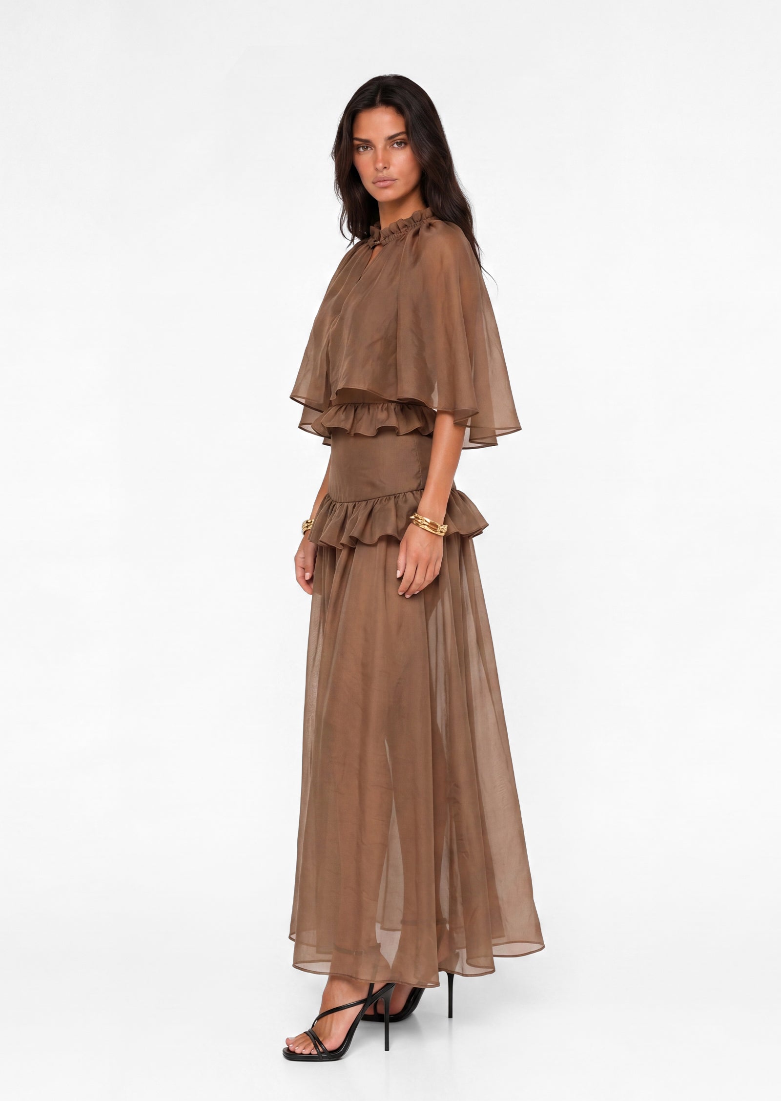 Dale Sem-Sheer Ruffled Skirt Two Piece Set