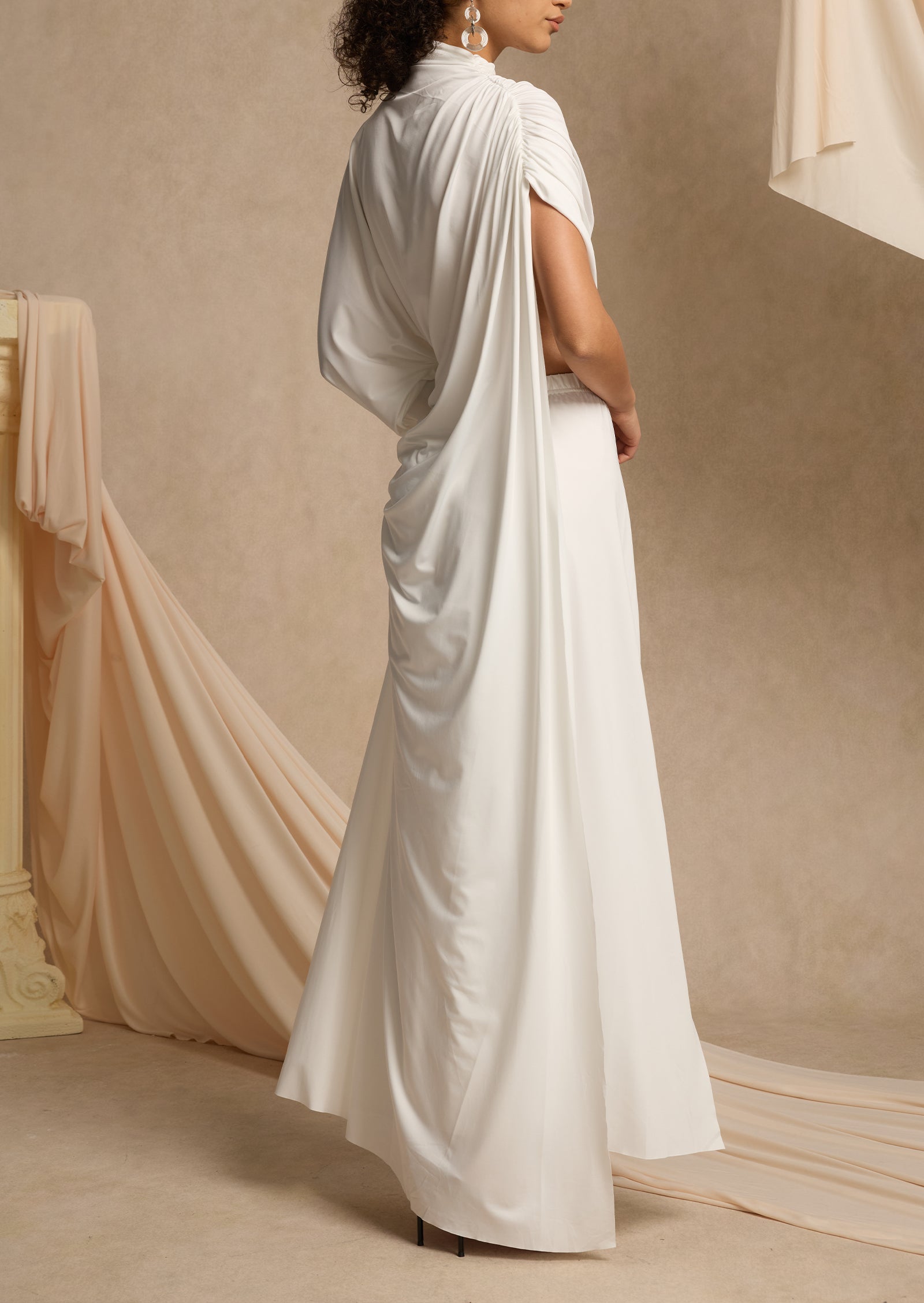 Asymmetrical Blouse & Maxi Skirt With Slit Set