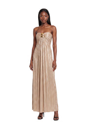 Valeriy Strapless Plissé Maxi Dress