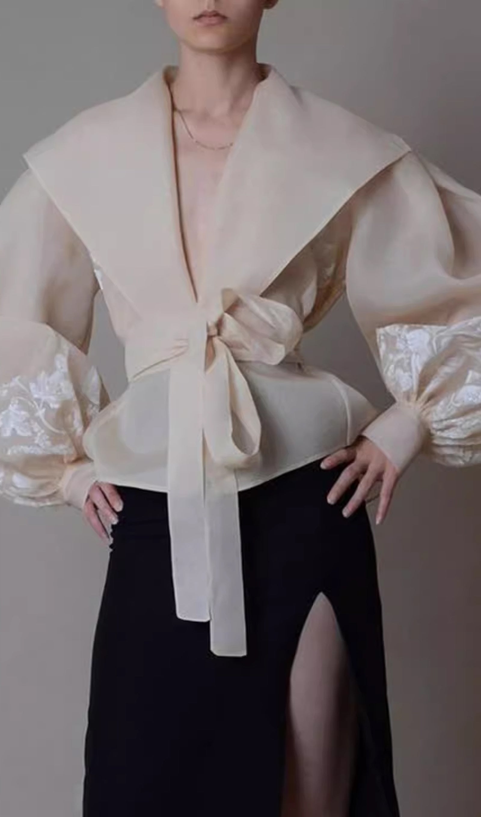 Tulle Jacquard Tie Shirt