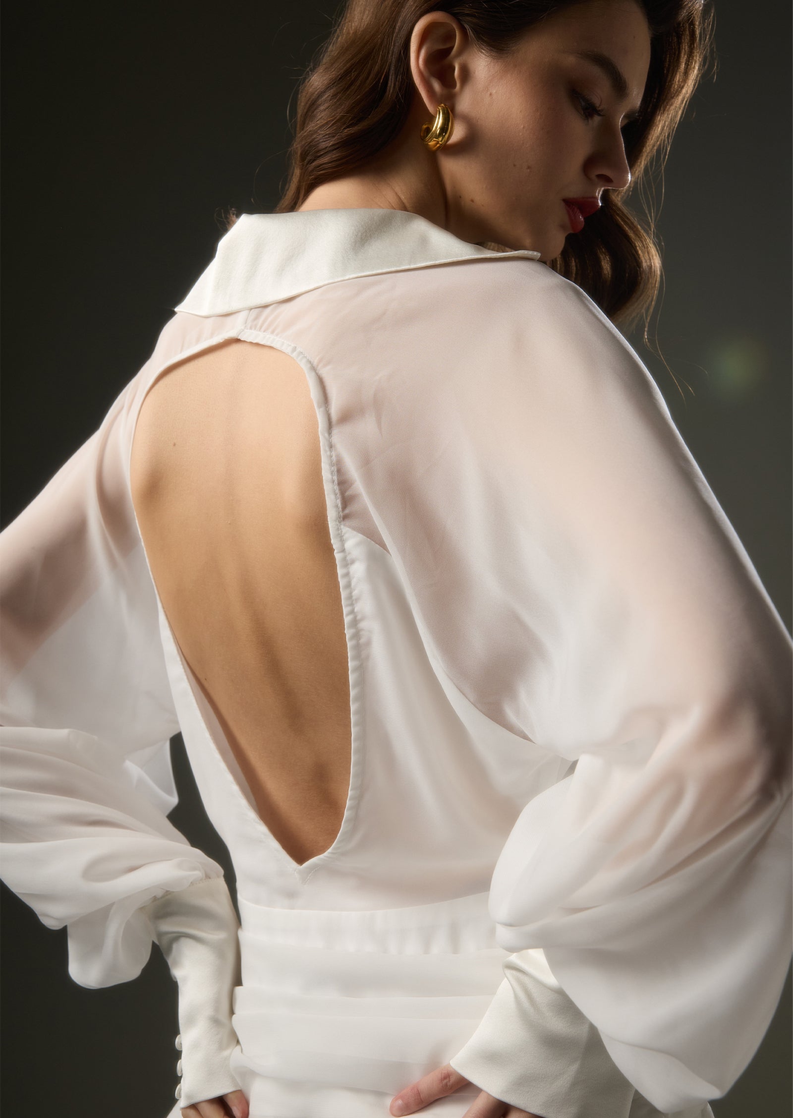 Solid Lantern Sleeve Mini Dress In White (Final Sale-US Only)