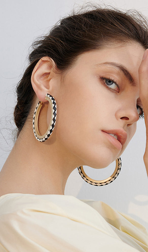 Faux Leather Round Hoop Earrings