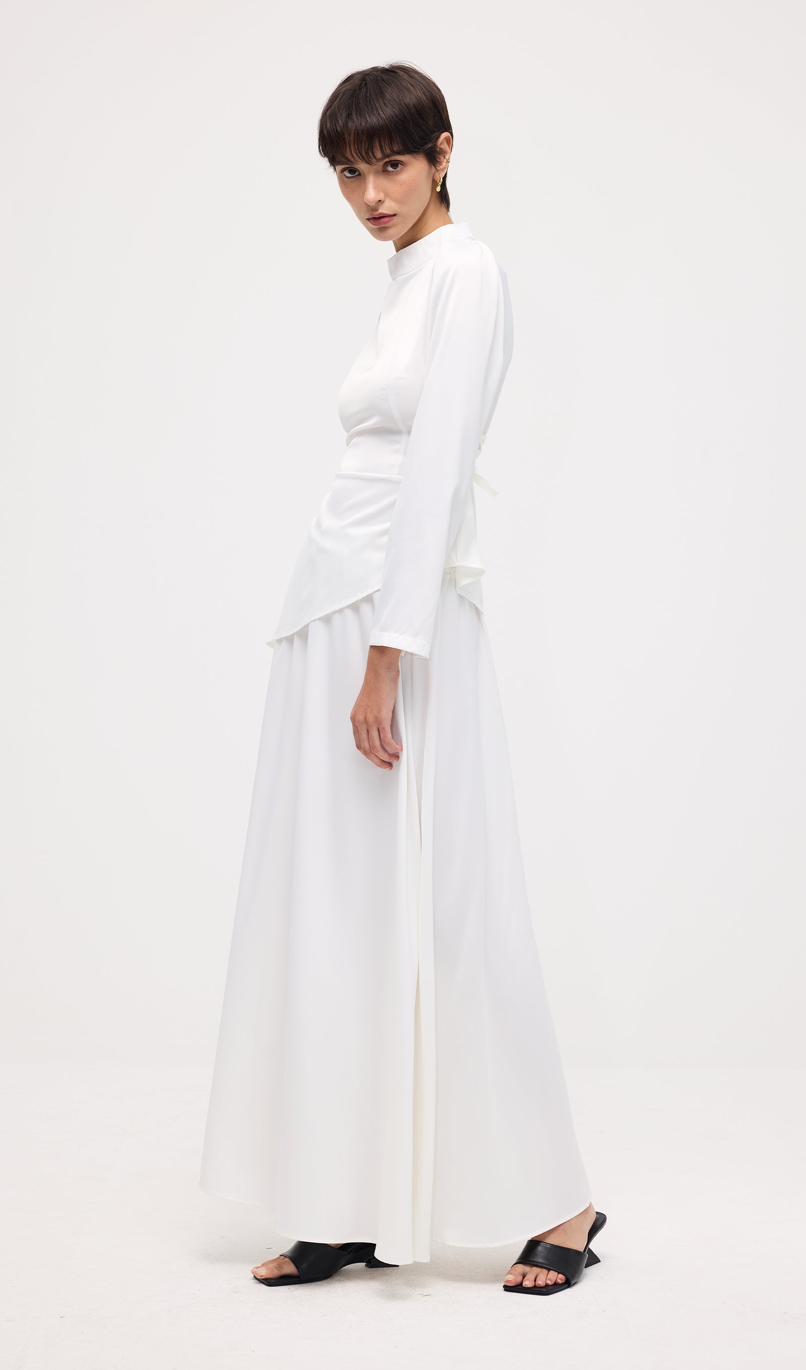 Satin Long Sleeve Two Piece Set Maxi Dress