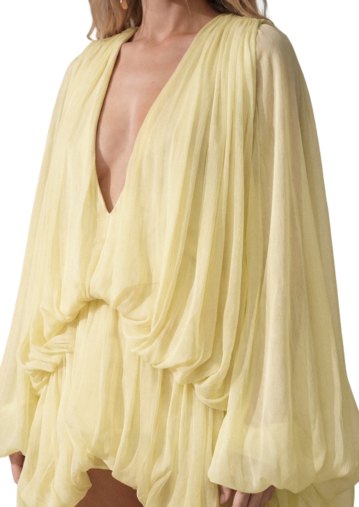 Maame Low Cut Puff Sleeve Mini Dress