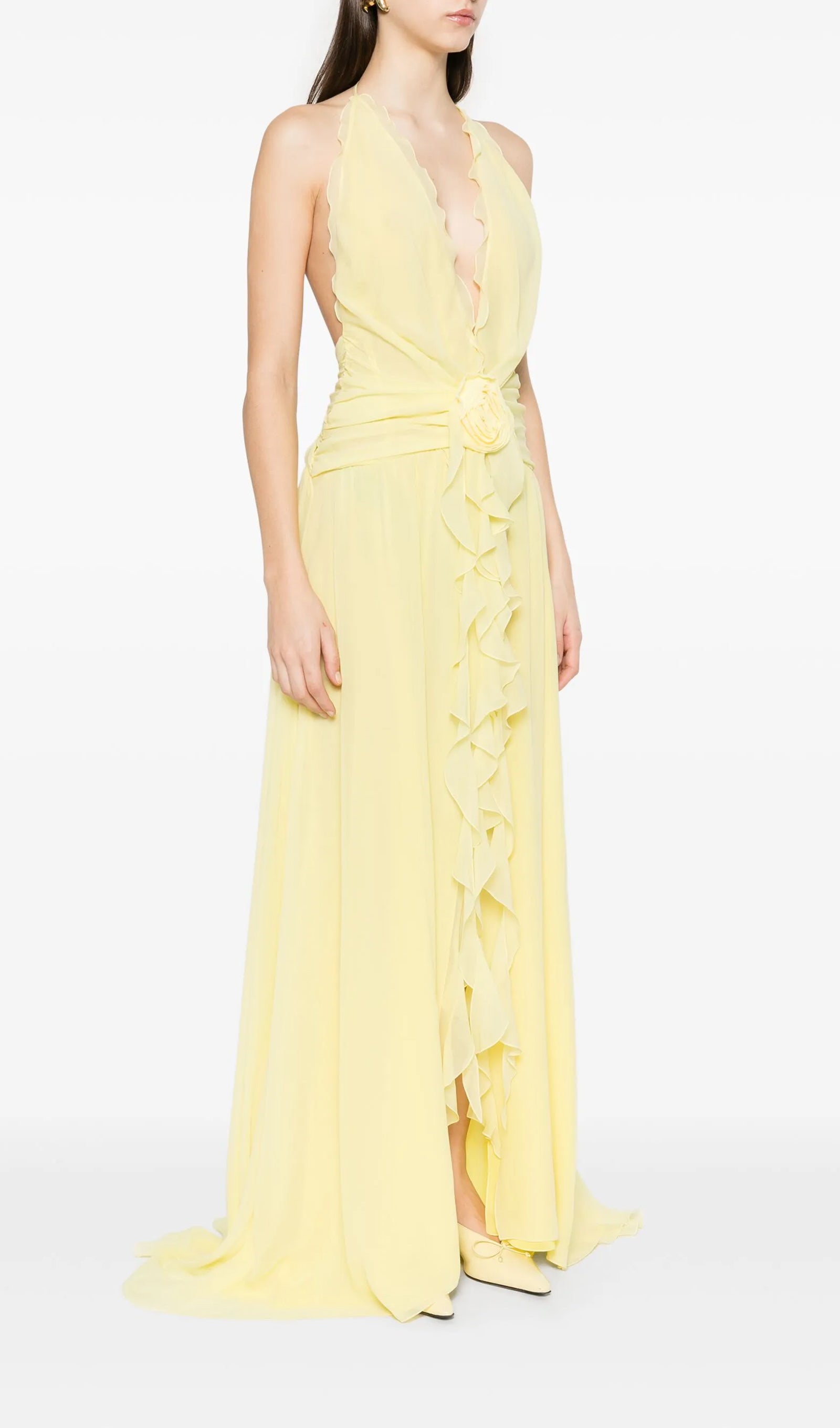 Midikleid in A-Linie mit Blumenmuster und Laternenärmeln
