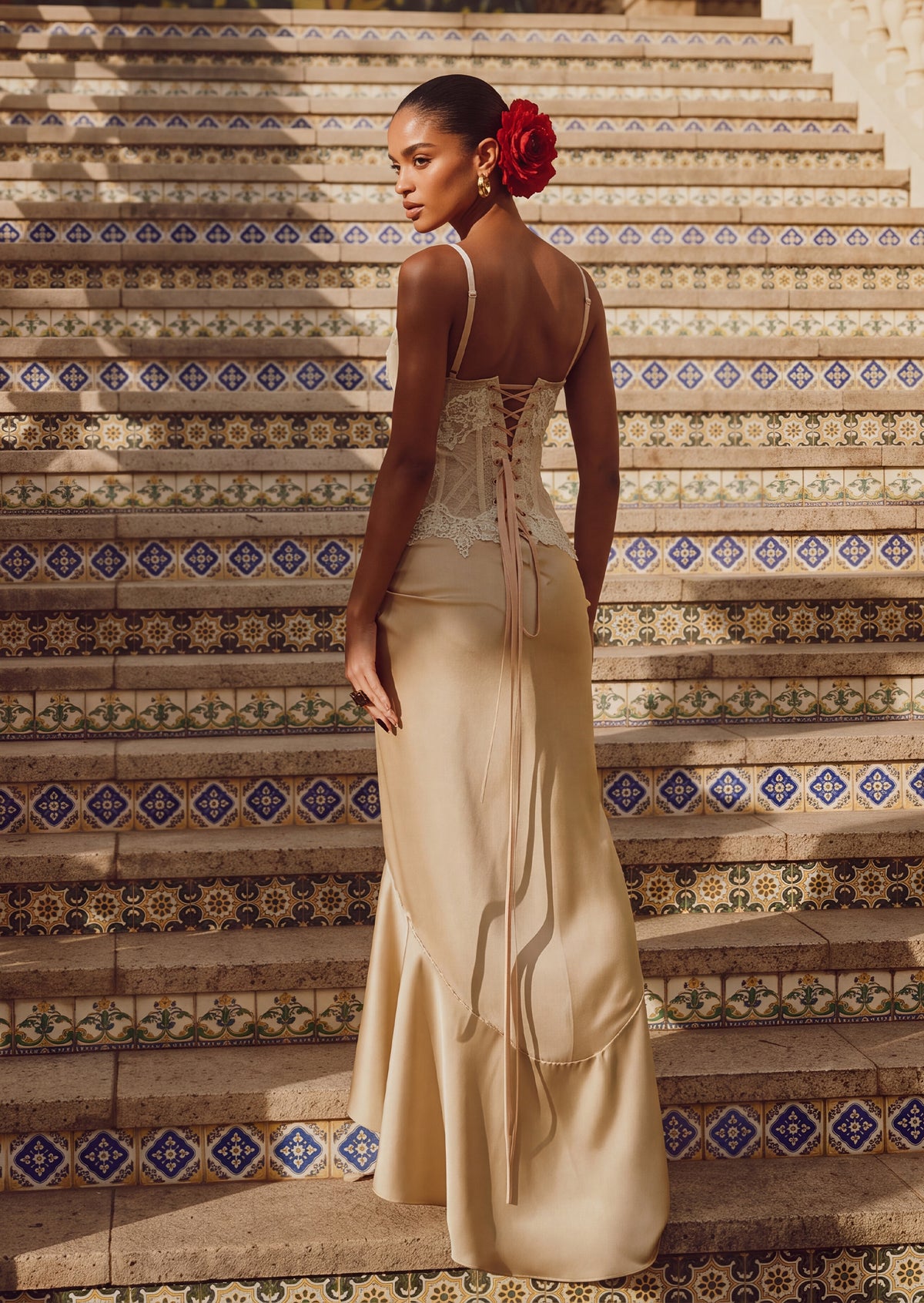 Kaif Lace Satin Maxi Dress