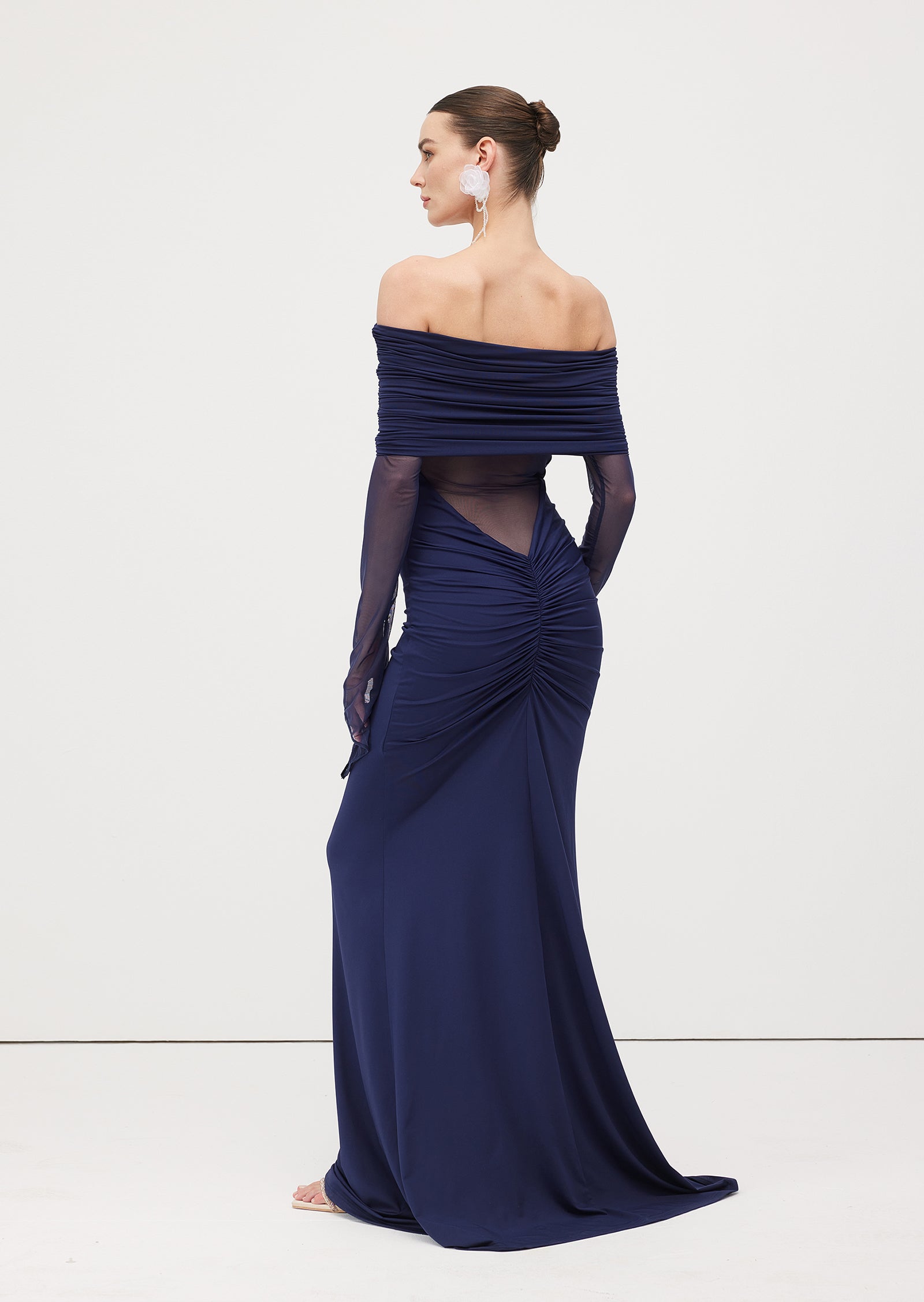 Midikleid in A-Linie mit Blumenmuster und Laternenärmeln