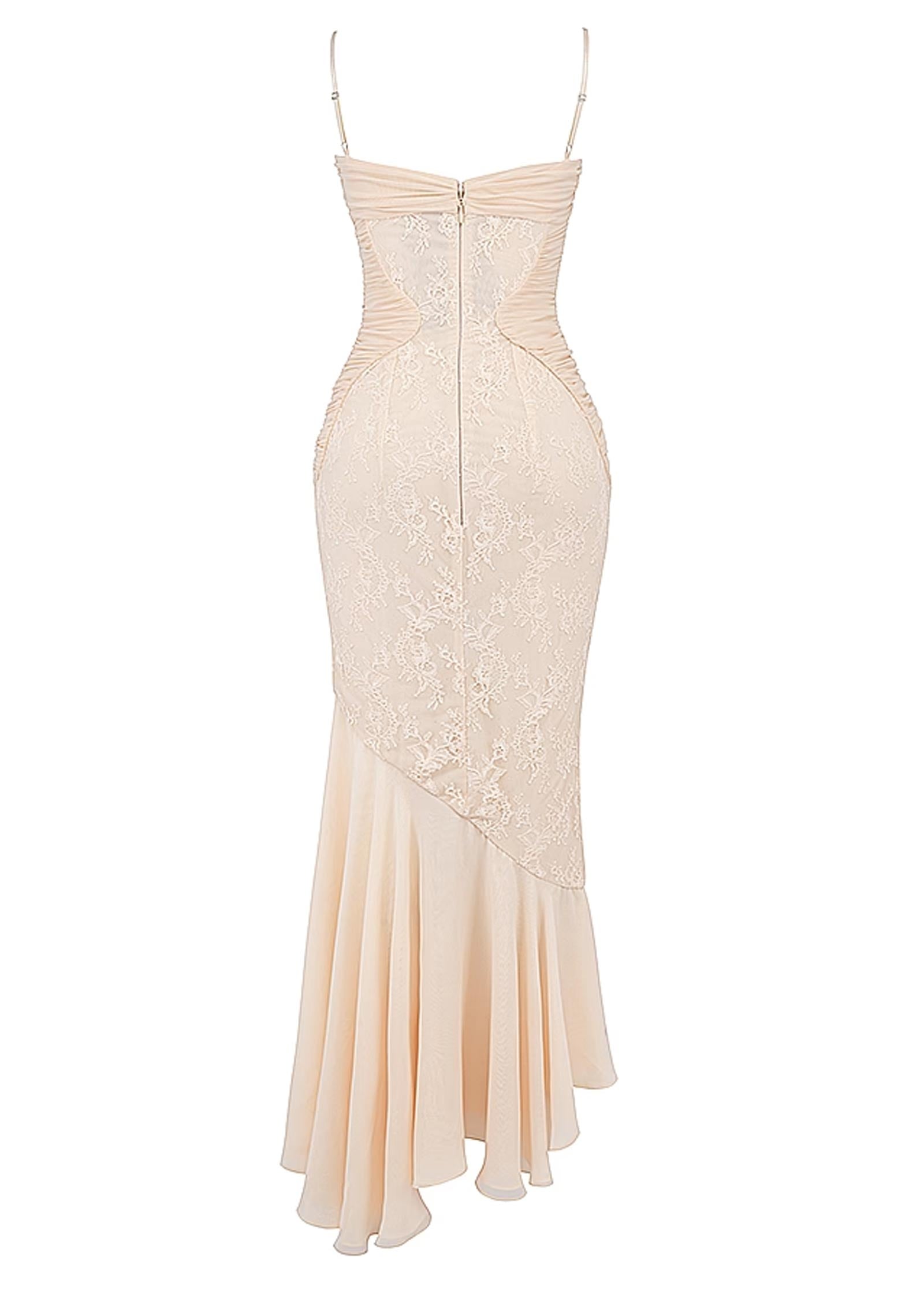 Vanilla Chiffon & Lace Maxi Dress