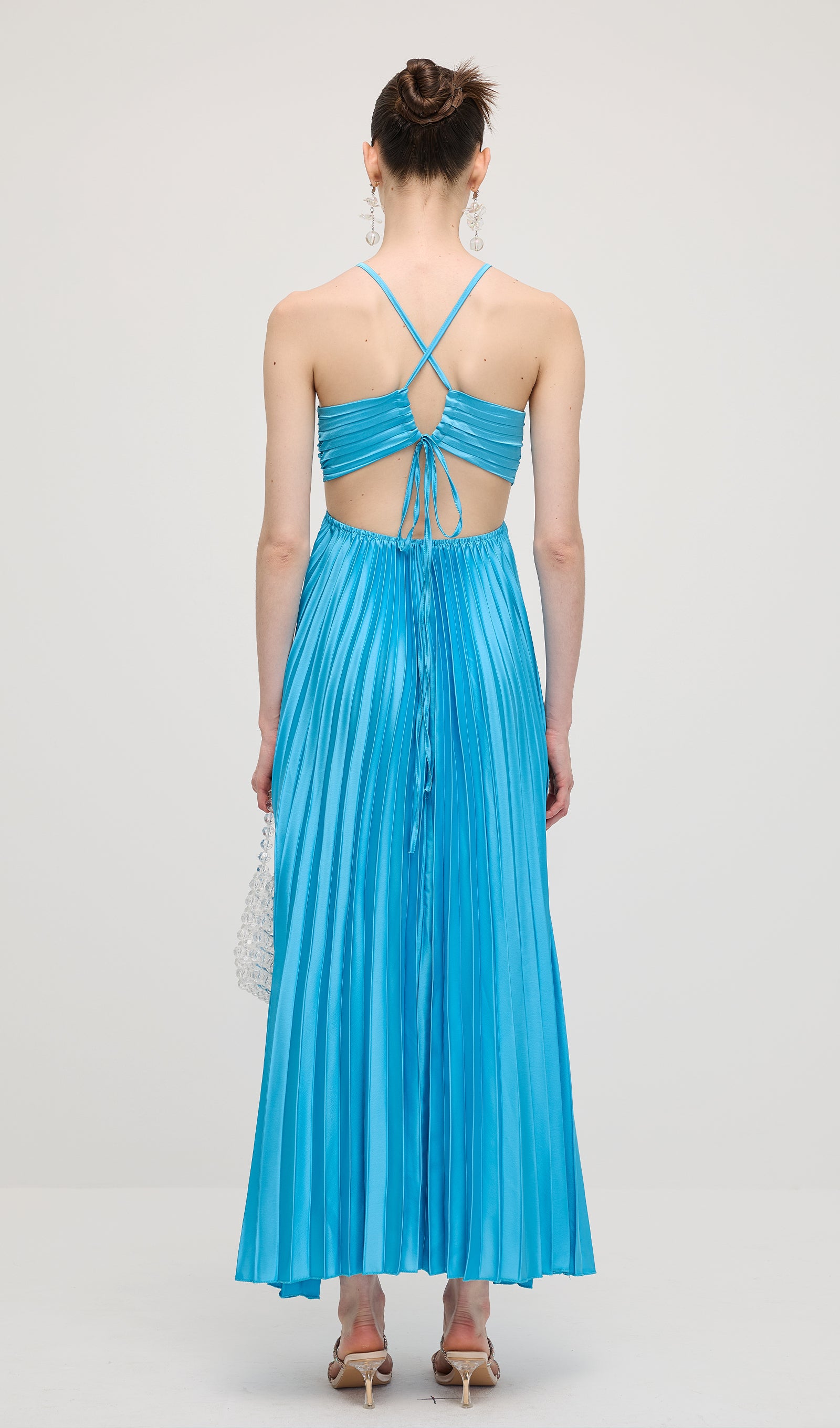 Midikleid in A-Linie mit Blumenmuster und Laternenärmeln