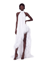 Leola Halter Neck Sleeveless Maxi Dress In White