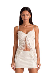 Kabira Sequined Mesh Set In White