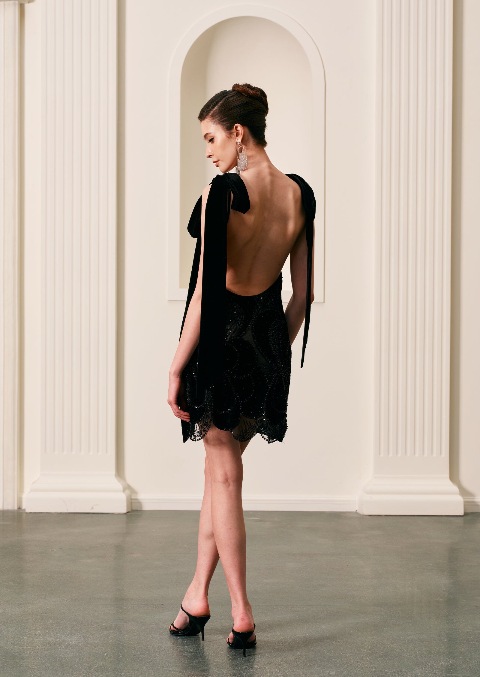 Mini Embroidered Black Velvet Gown – Queena Wish