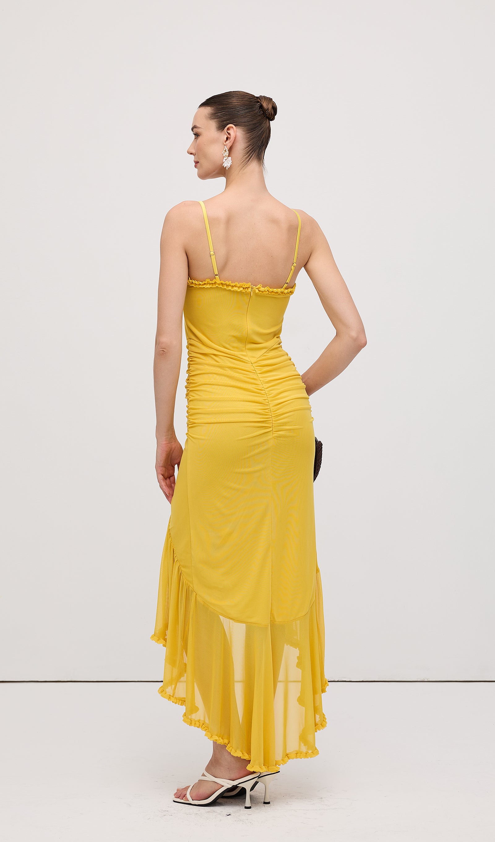 Midikleid in A-Linie mit Blumenmuster und Laternenärmeln
