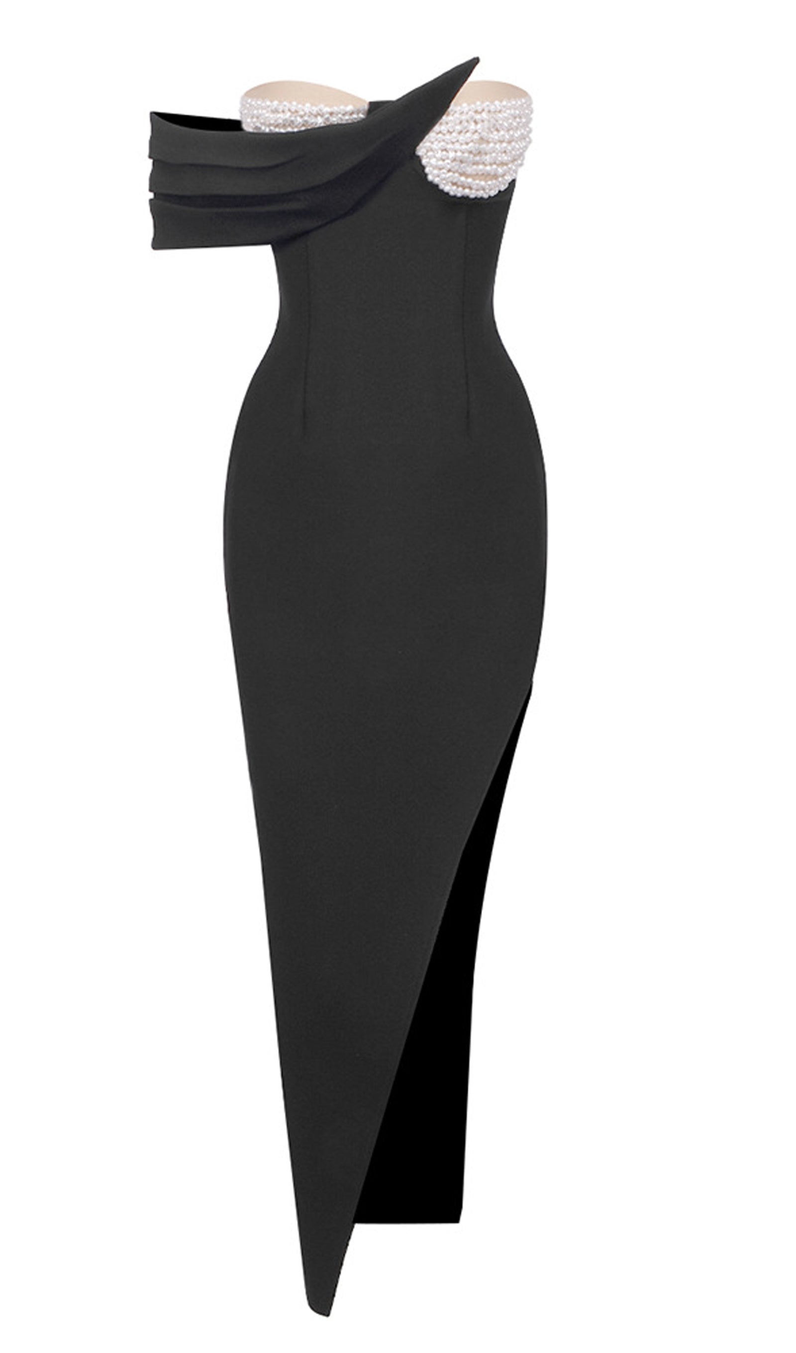 فستان قصير أحمر بدون حمالات مع فيونكة 