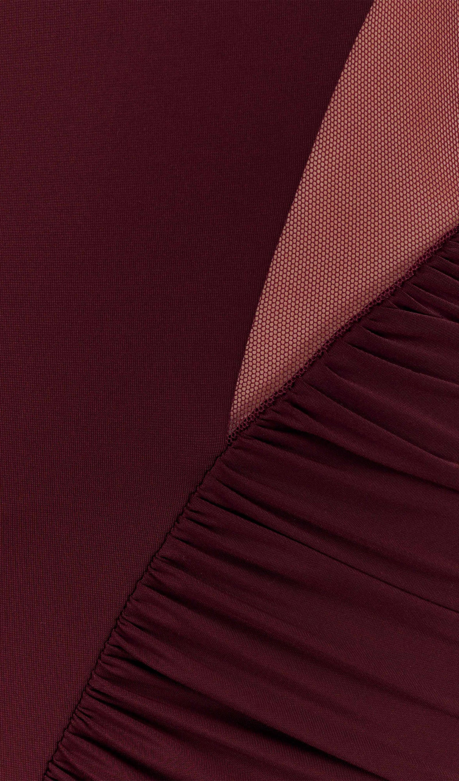 Slinky Long Sleeve Maxi Dress In Burgundy