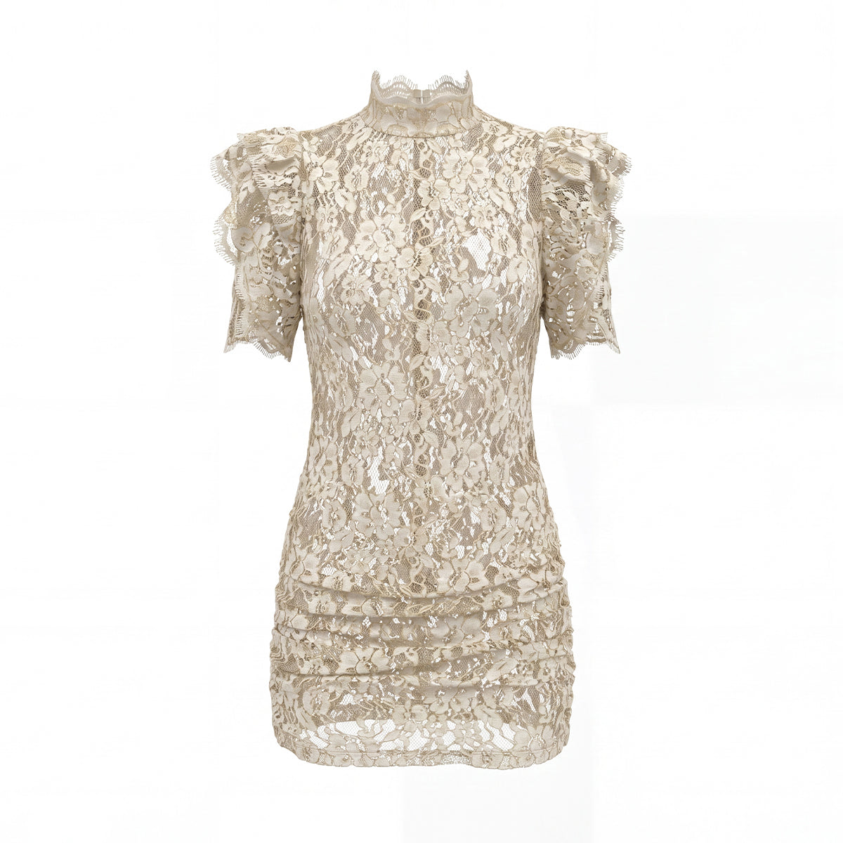 Izara Lace High Neck Mini Dress