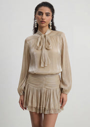 Midikleid in A-Linie mit Blumenmuster und Laternenärmeln