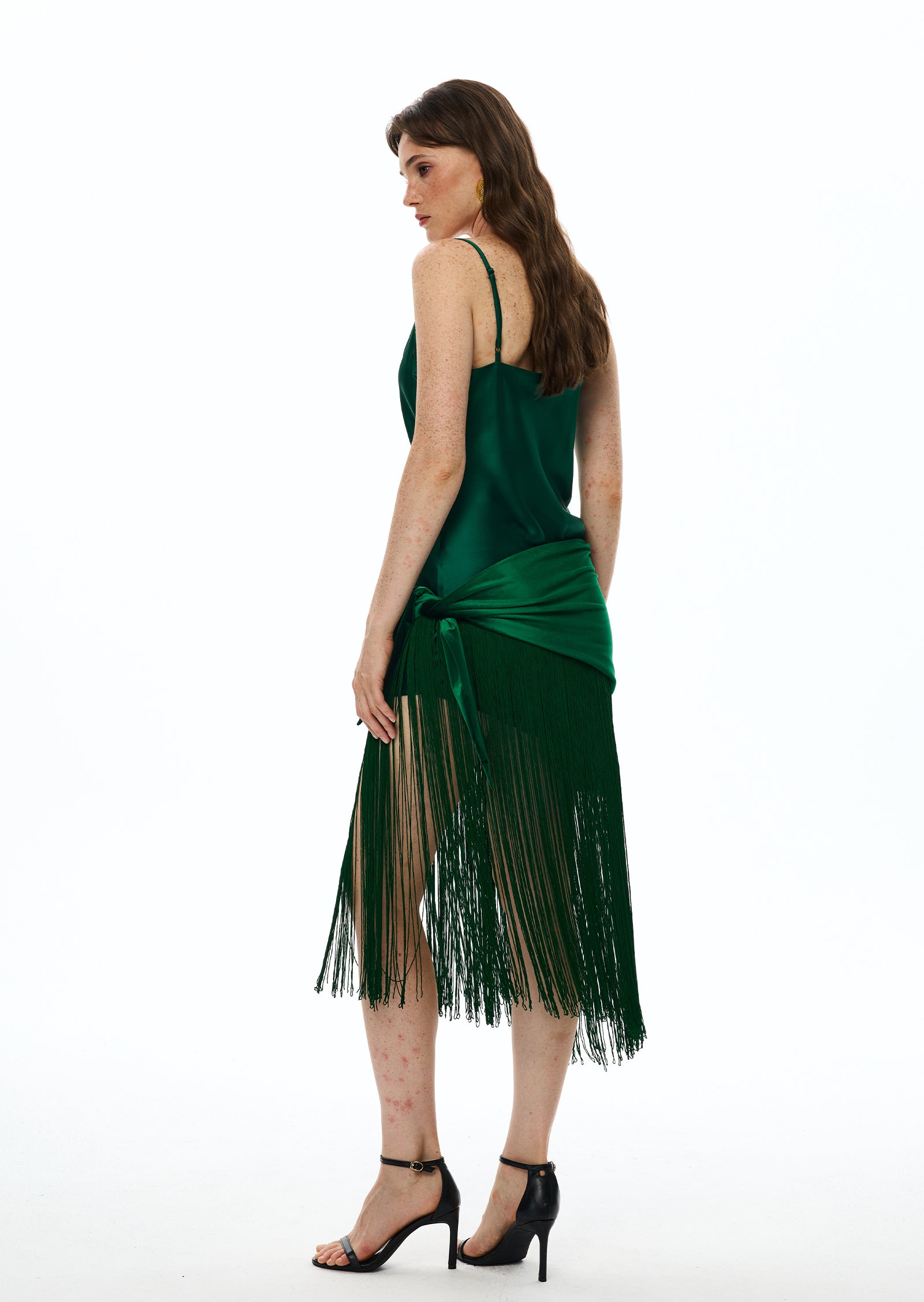 Tassel Satin Patchwork Maxi Dress