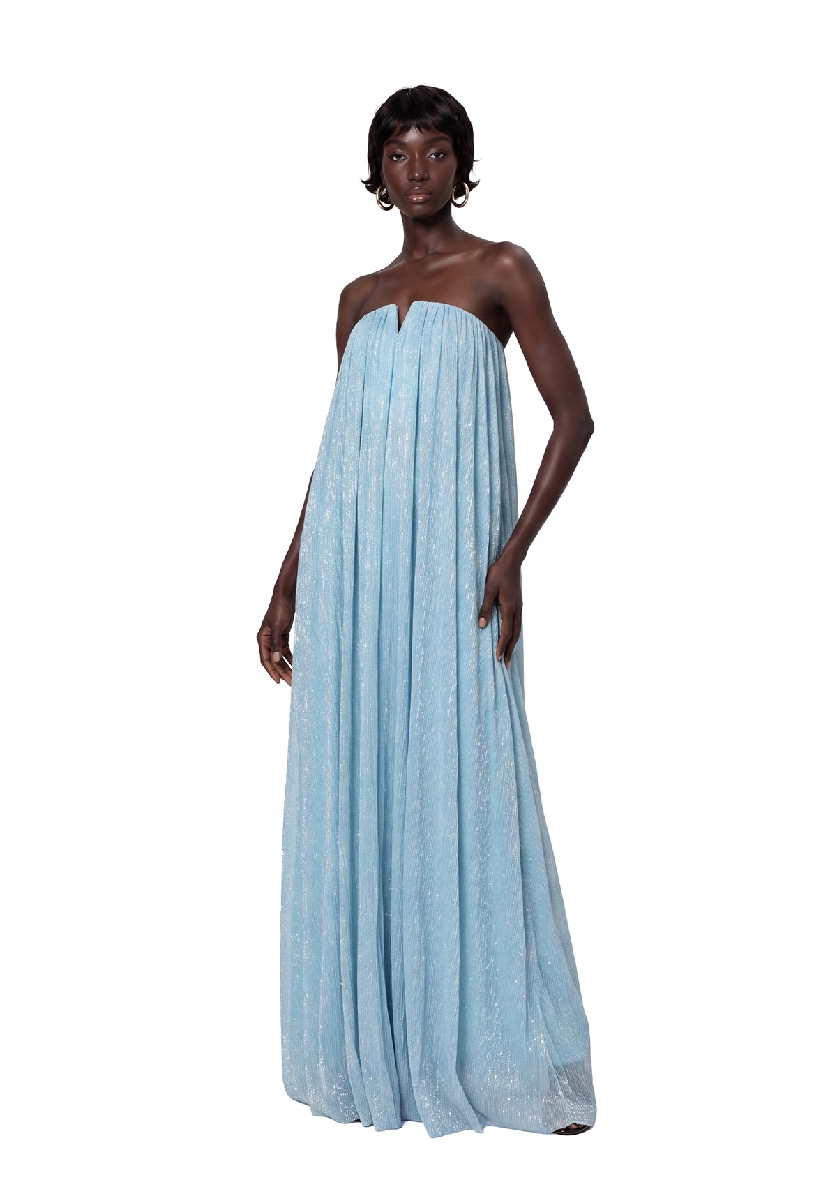Midikleid in A-Linie mit Blumenmuster und Laternenärmeln