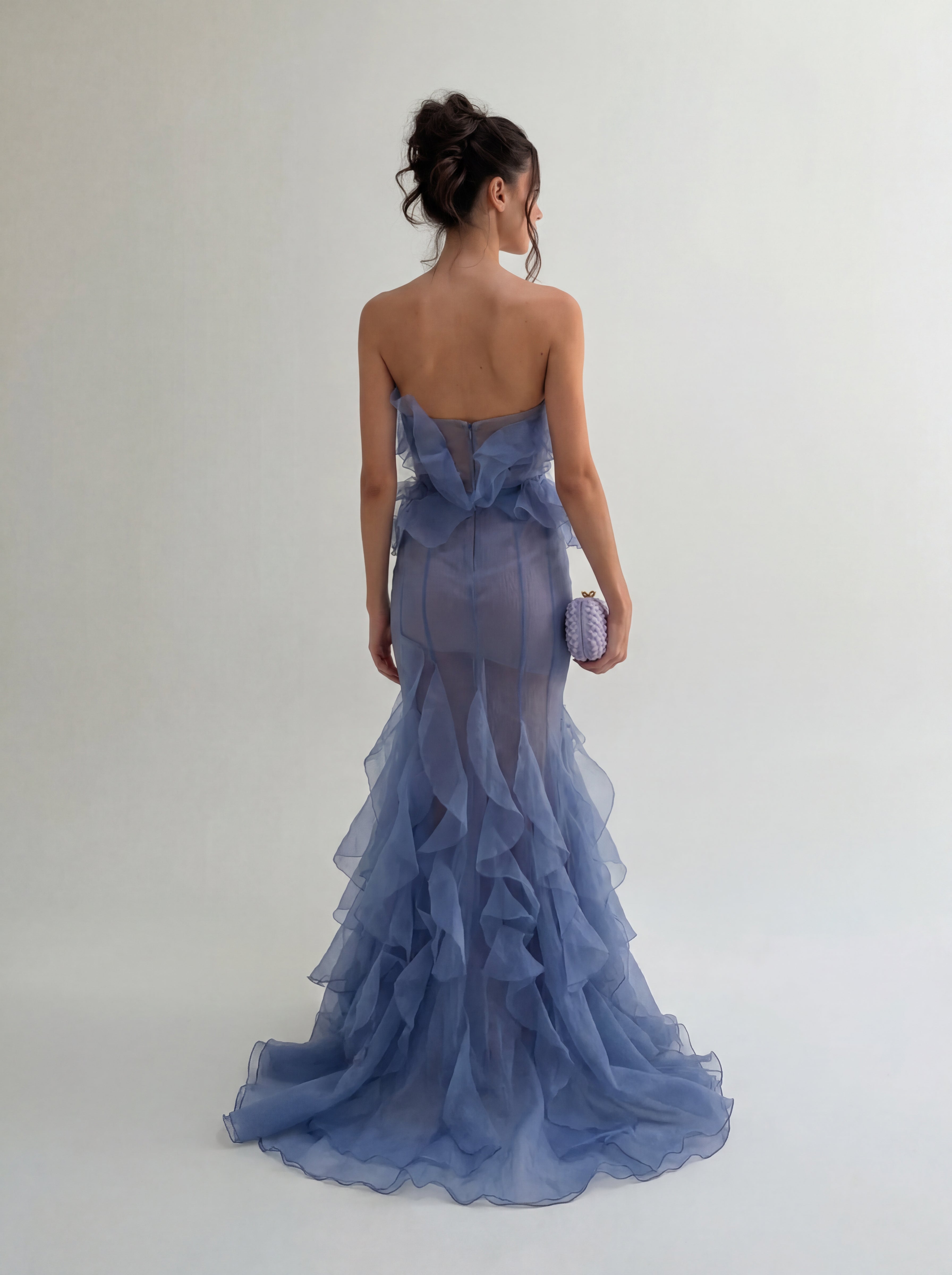 Chiffon Ruffle Off Shoulder Maxi Dress
