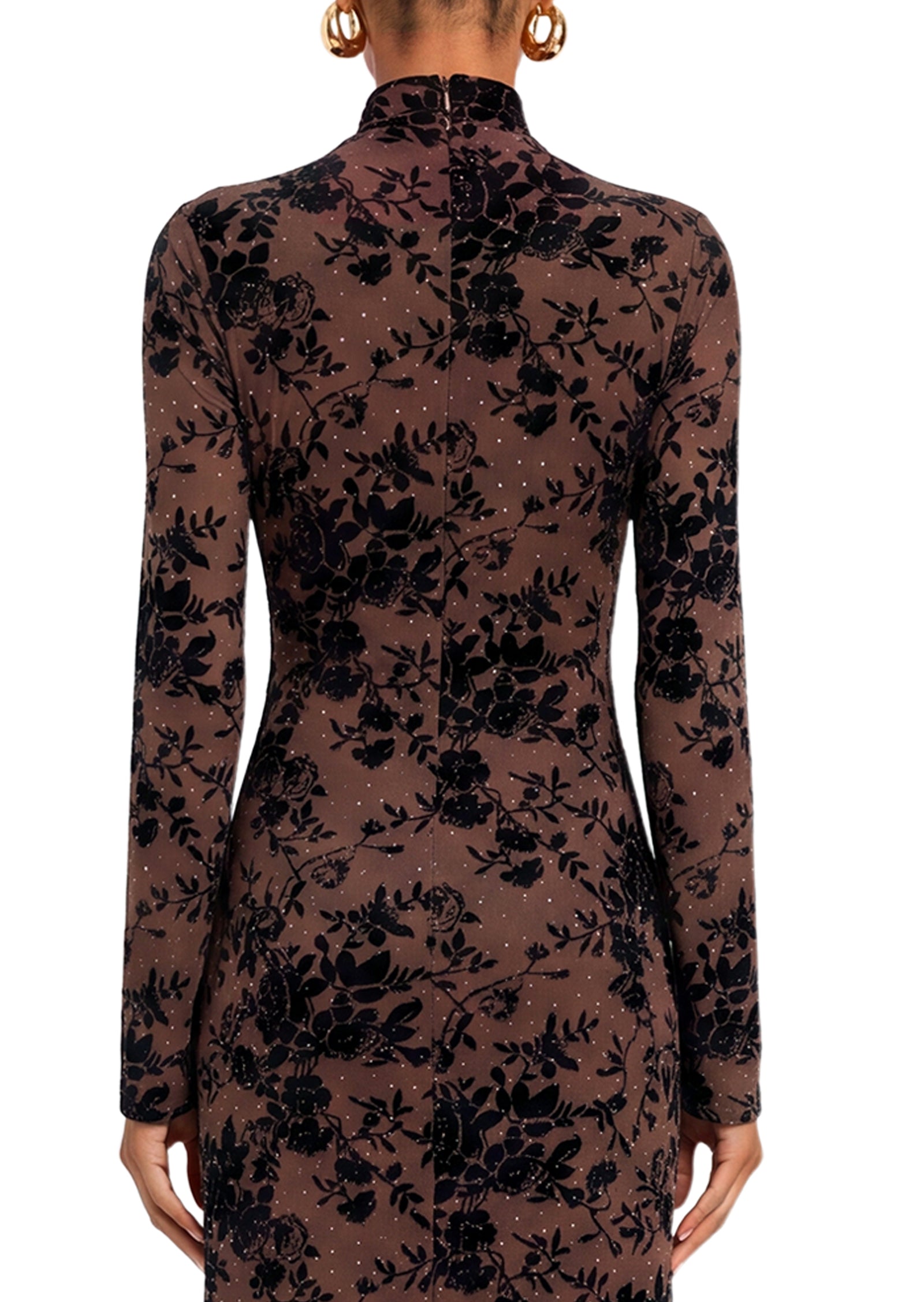 Midikleid in A-Linie mit Blumenmuster und Laternenärmeln