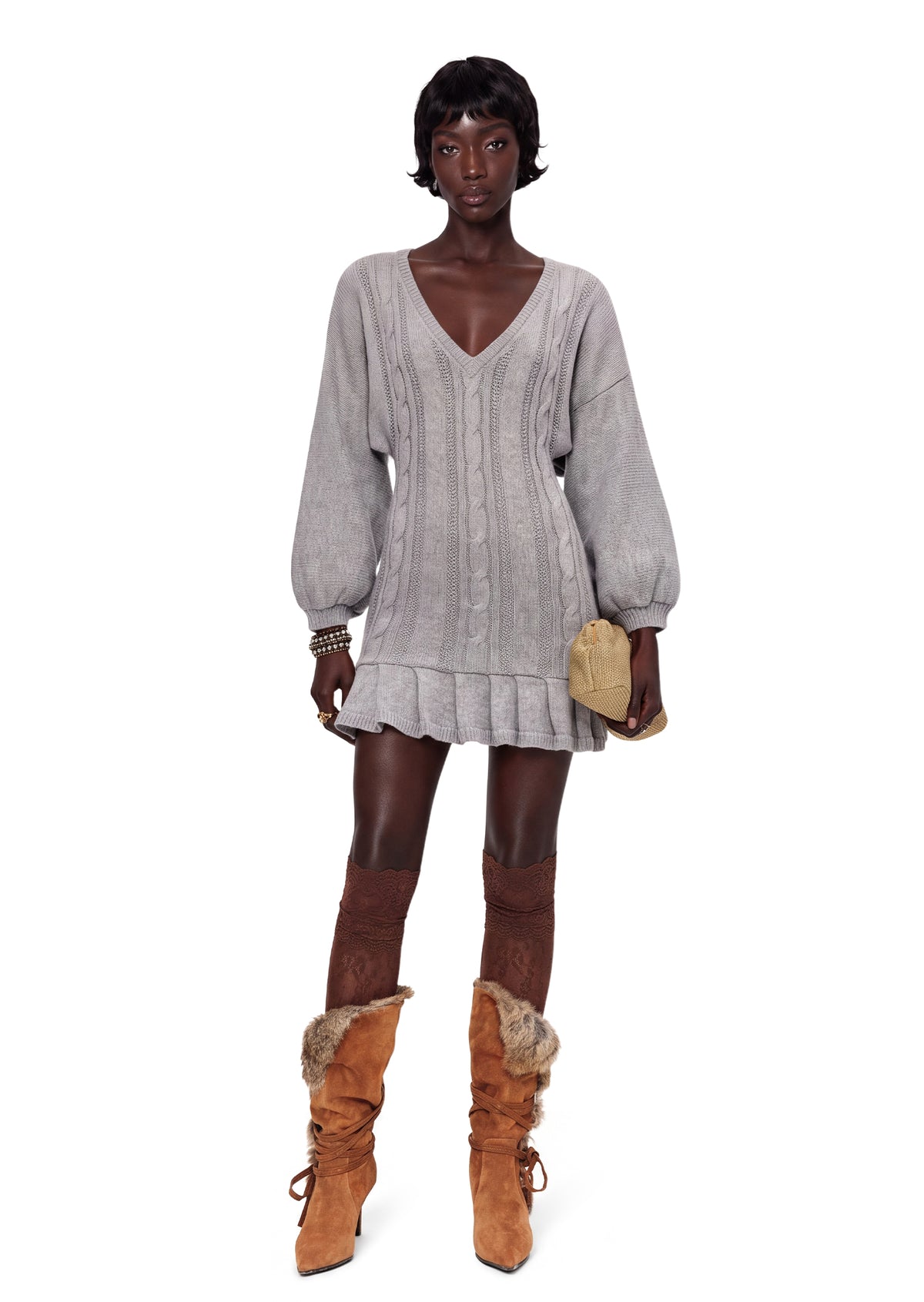 Xanti V Neck Knit Mini Dress