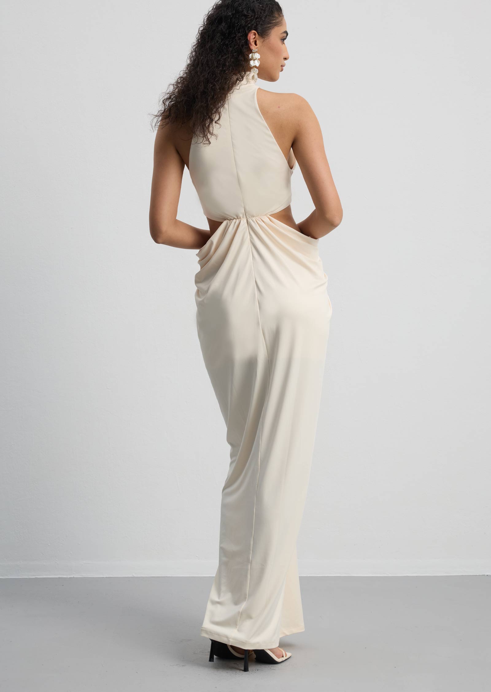 Midikleid in A-Linie mit Blumenmuster und Laternenärmeln