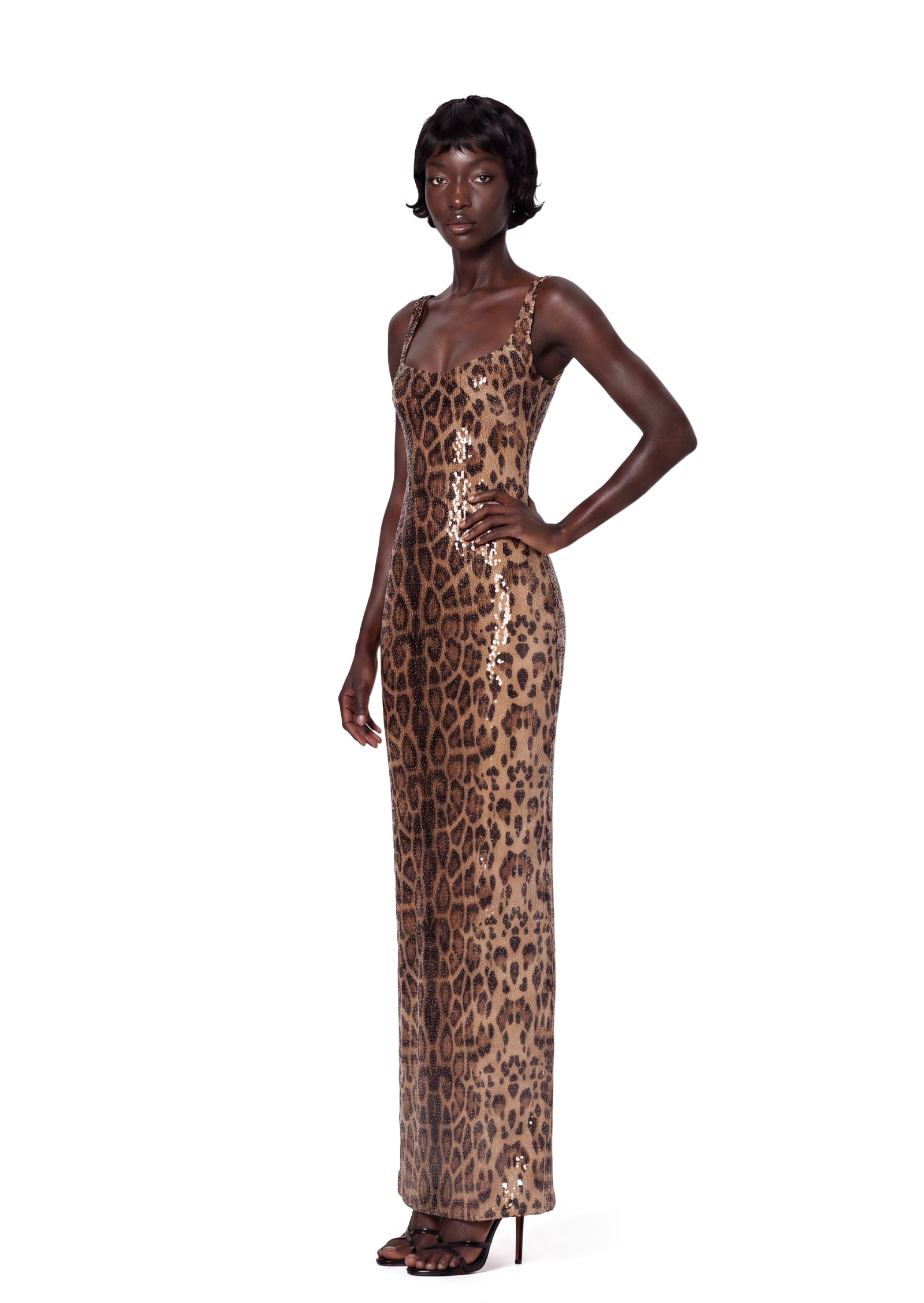 Mayu Sleeveless Sequined Cape Two Piece Dress