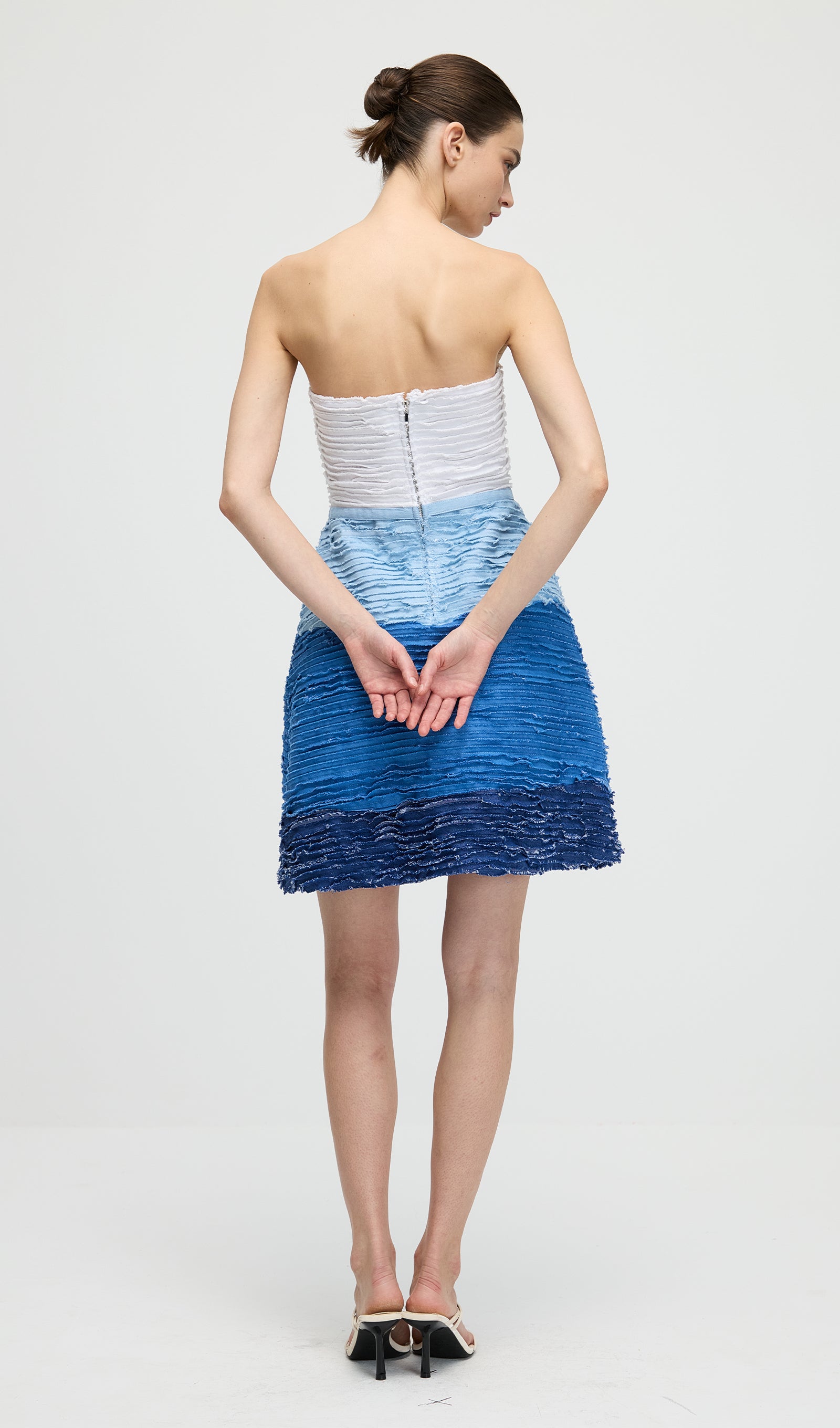 Midikleid in A-Linie mit Blumenmuster und Laternenärmeln