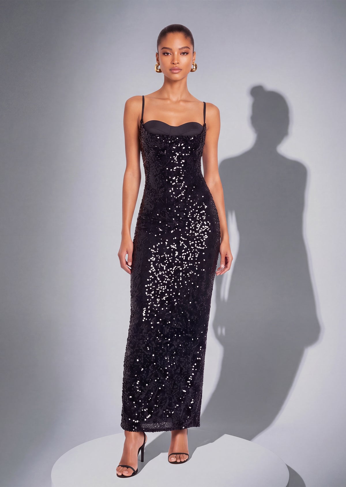 Midikleid in A-Linie mit Blumenmuster und Laternenärmeln