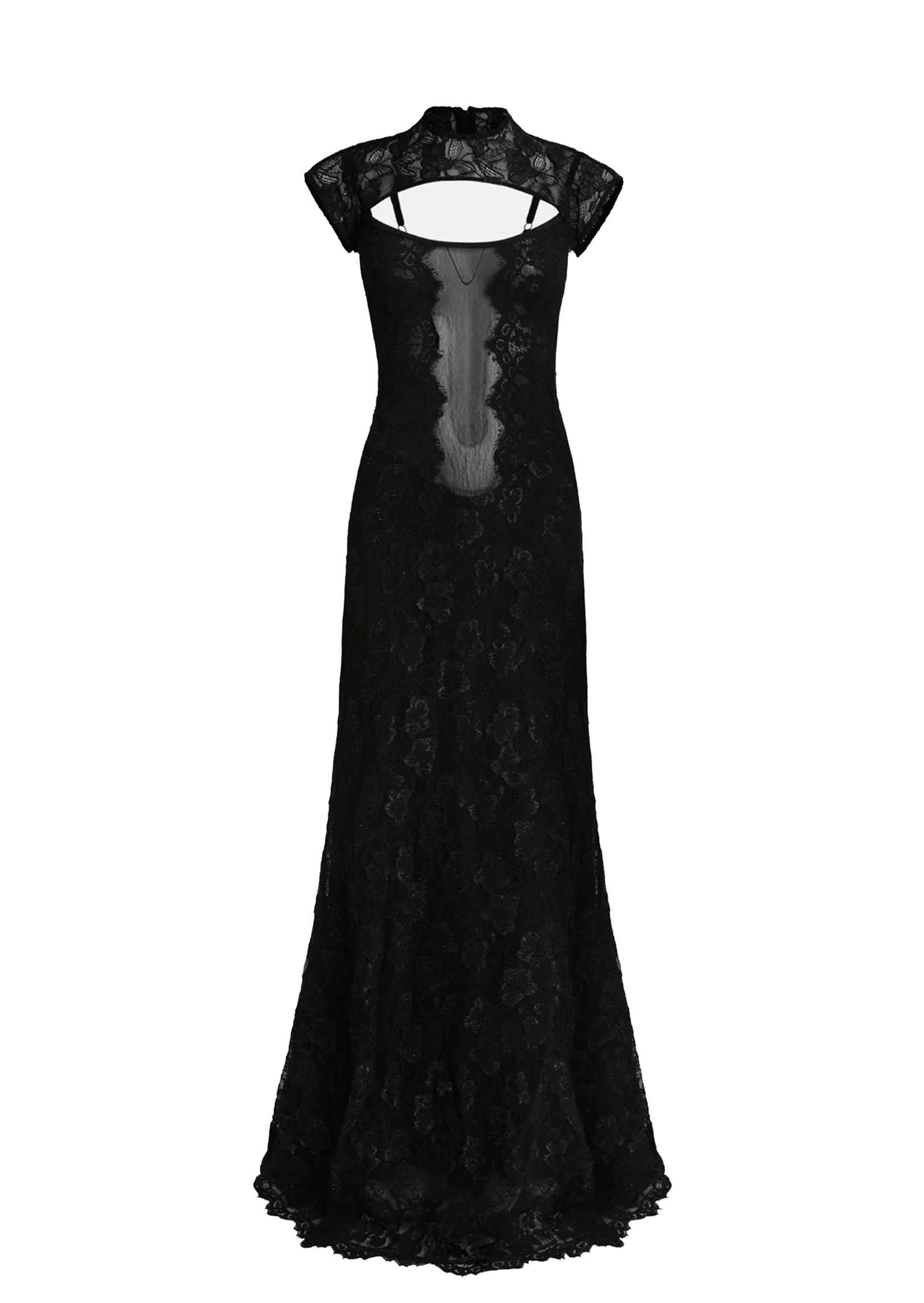 Leehu Lace Sheer Maxi Dress In Black