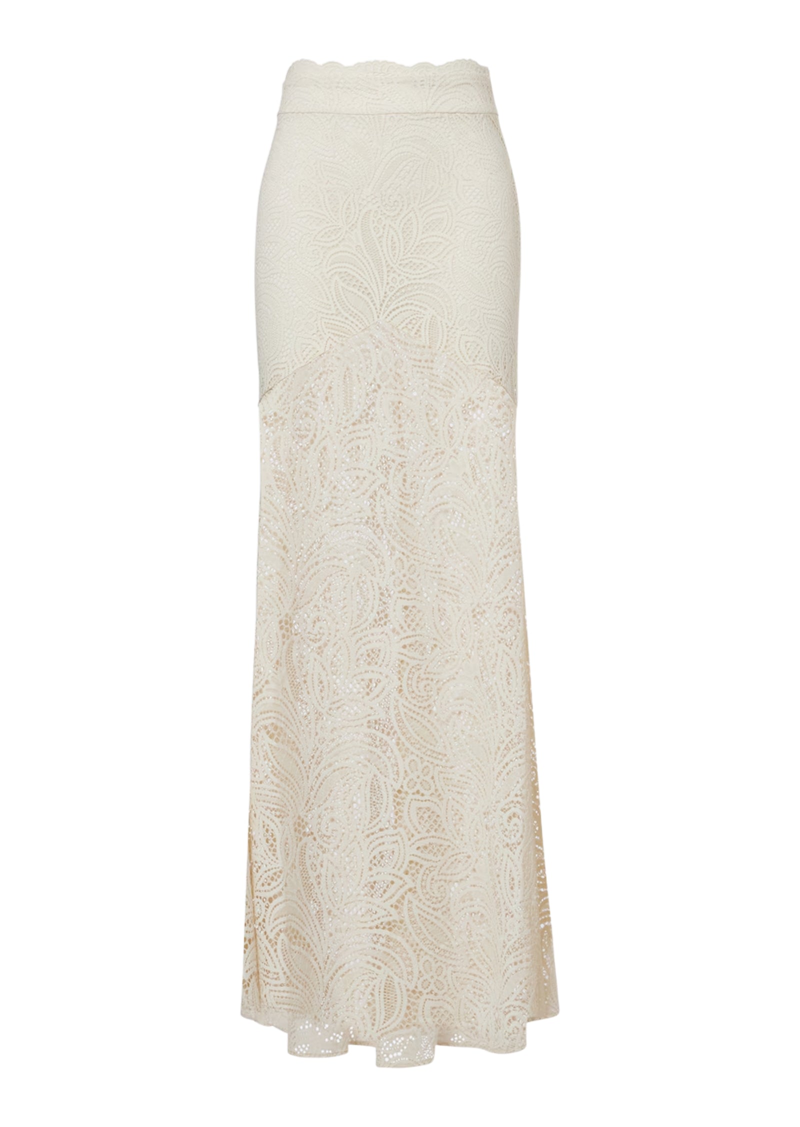 Yael Lace Deep V Fishtail Skirt Set In White
