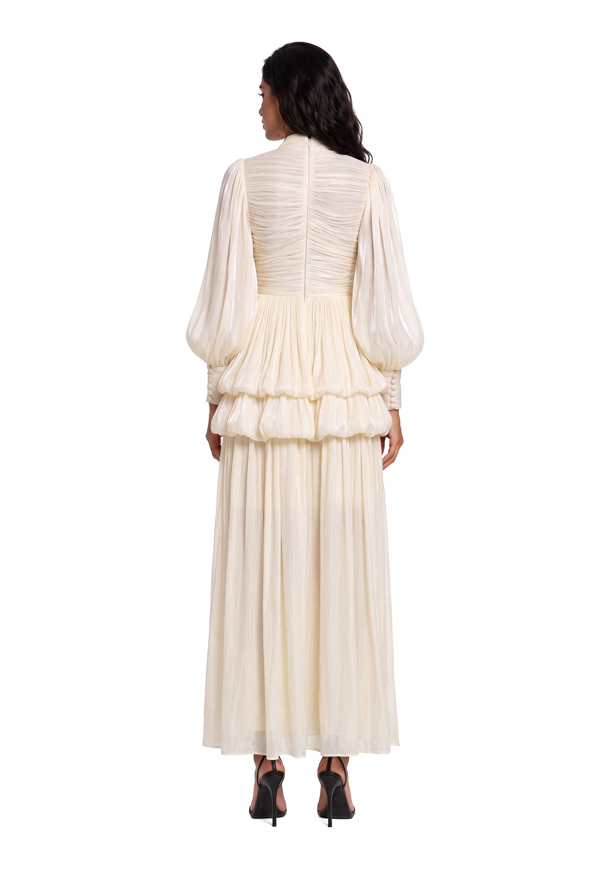 Midikleid in A-Linie mit Blumenmuster und Laternenärmeln