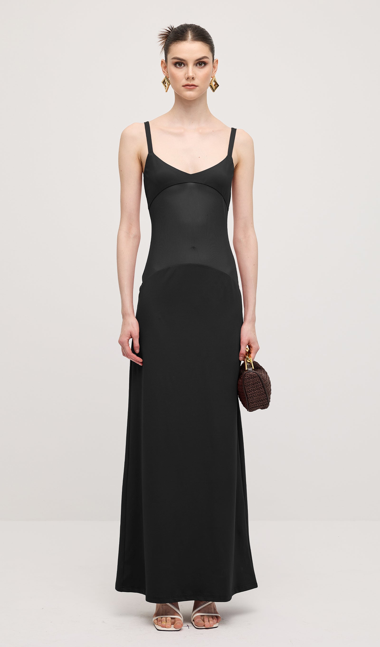 Sheer Knit Curve Maxi Dress In Black（Final Sale）
