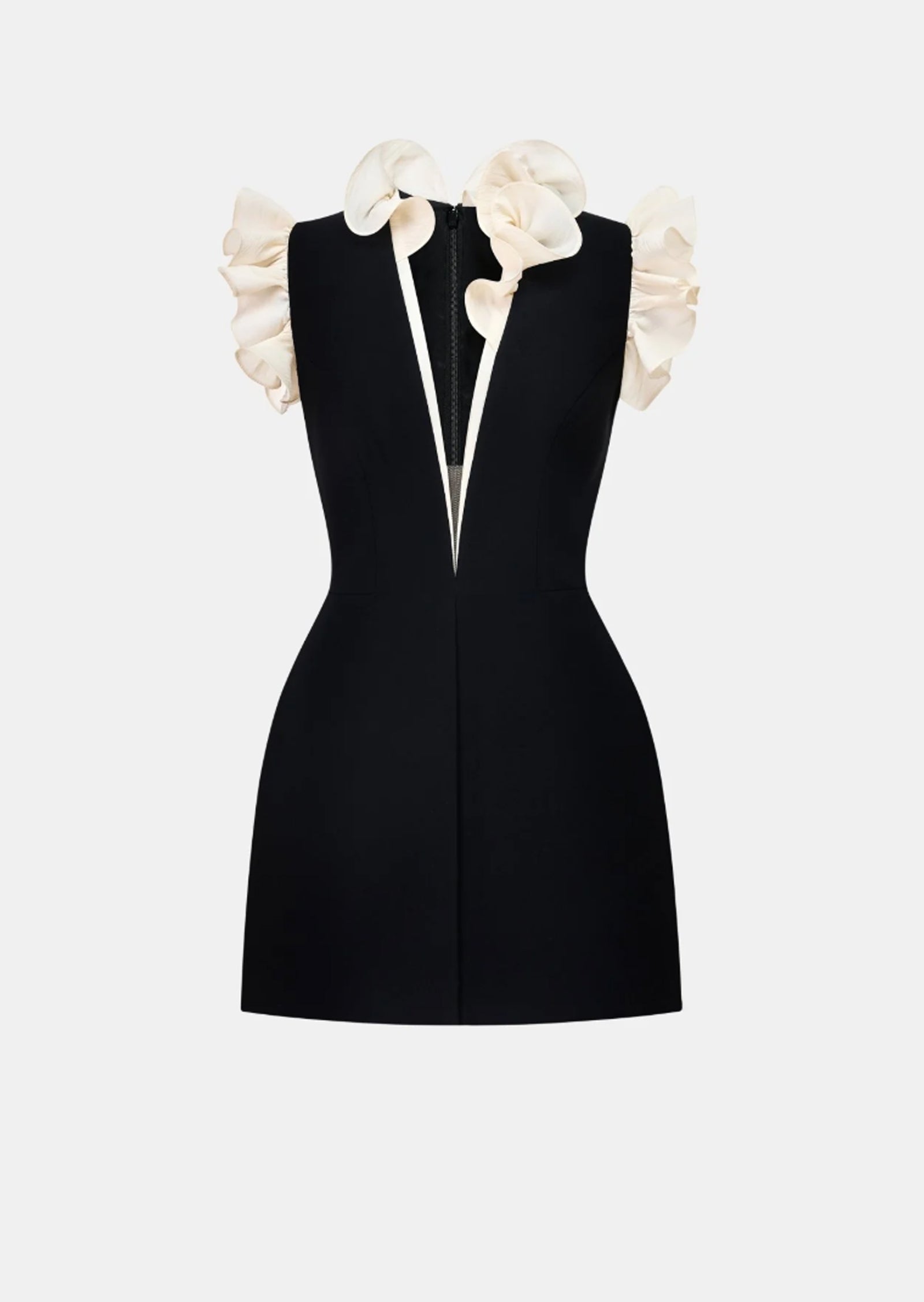 Mason Ruffled V Neck Mini Dress In Black