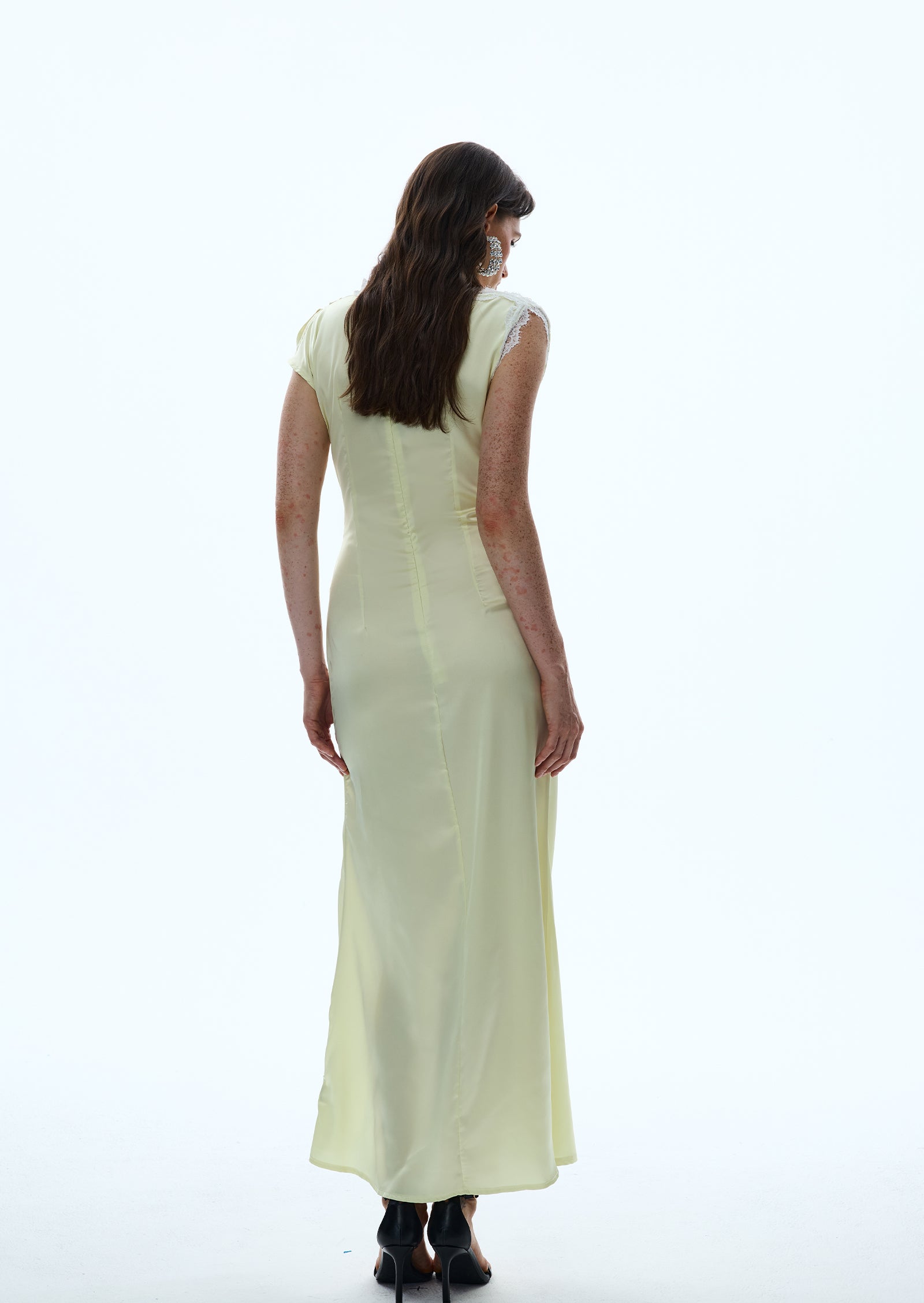 Lotta Satin Lace-Trim Maxi Dress